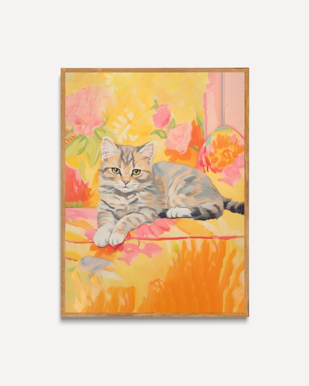 Zonnige Kattenrust Poster – portret poster als wanddecoratie