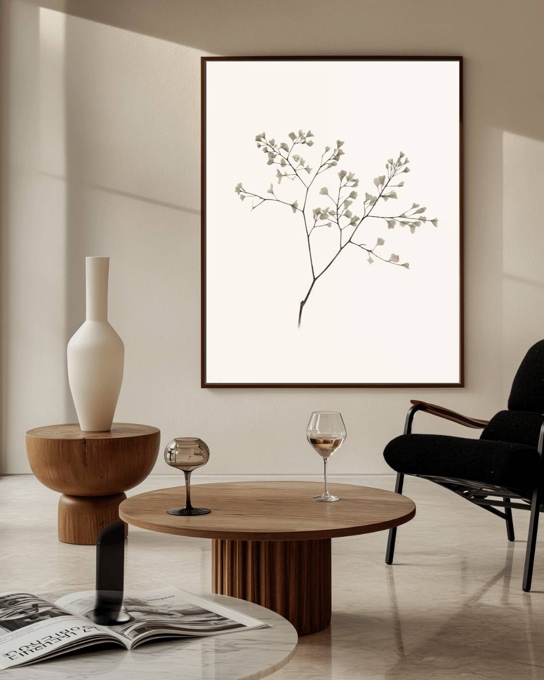 Minimalistische botanische tak Poster – staande poster voor modern interieur