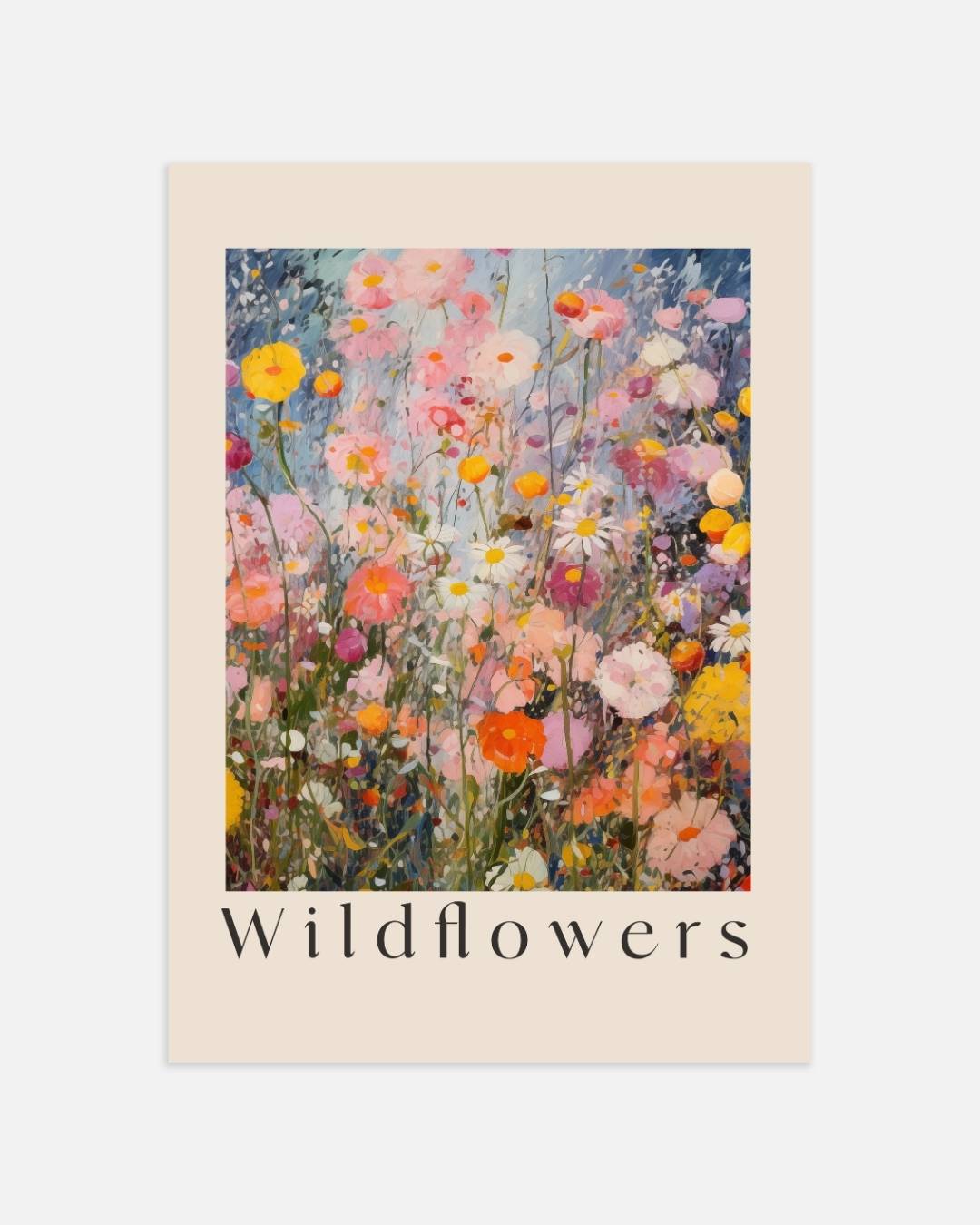 Wildflowers kleurrijk bloemenveld Poster – portret wanddecoratie van WallArtistic