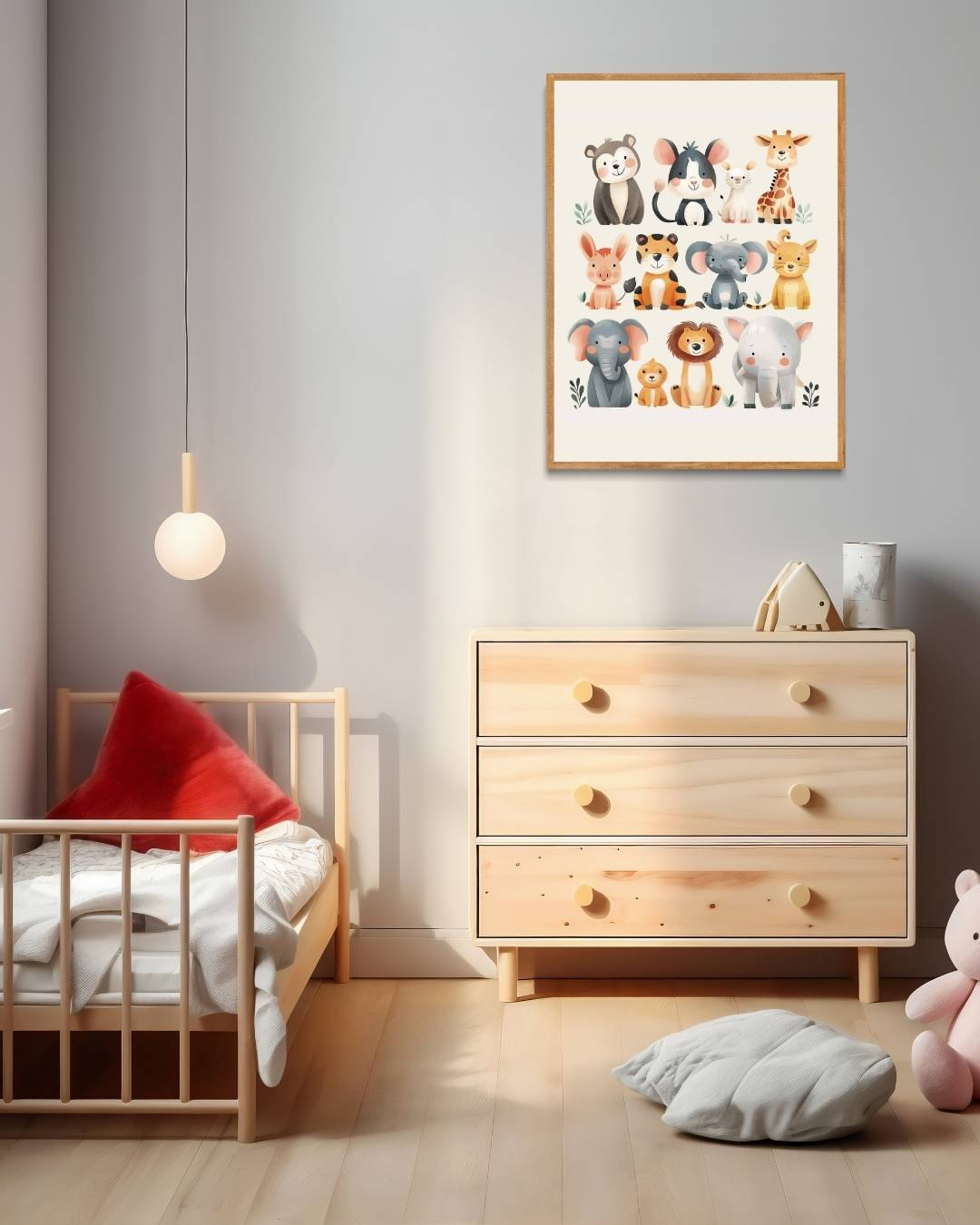Schattige jungle dieren Poster – staande poster voor modern interieur