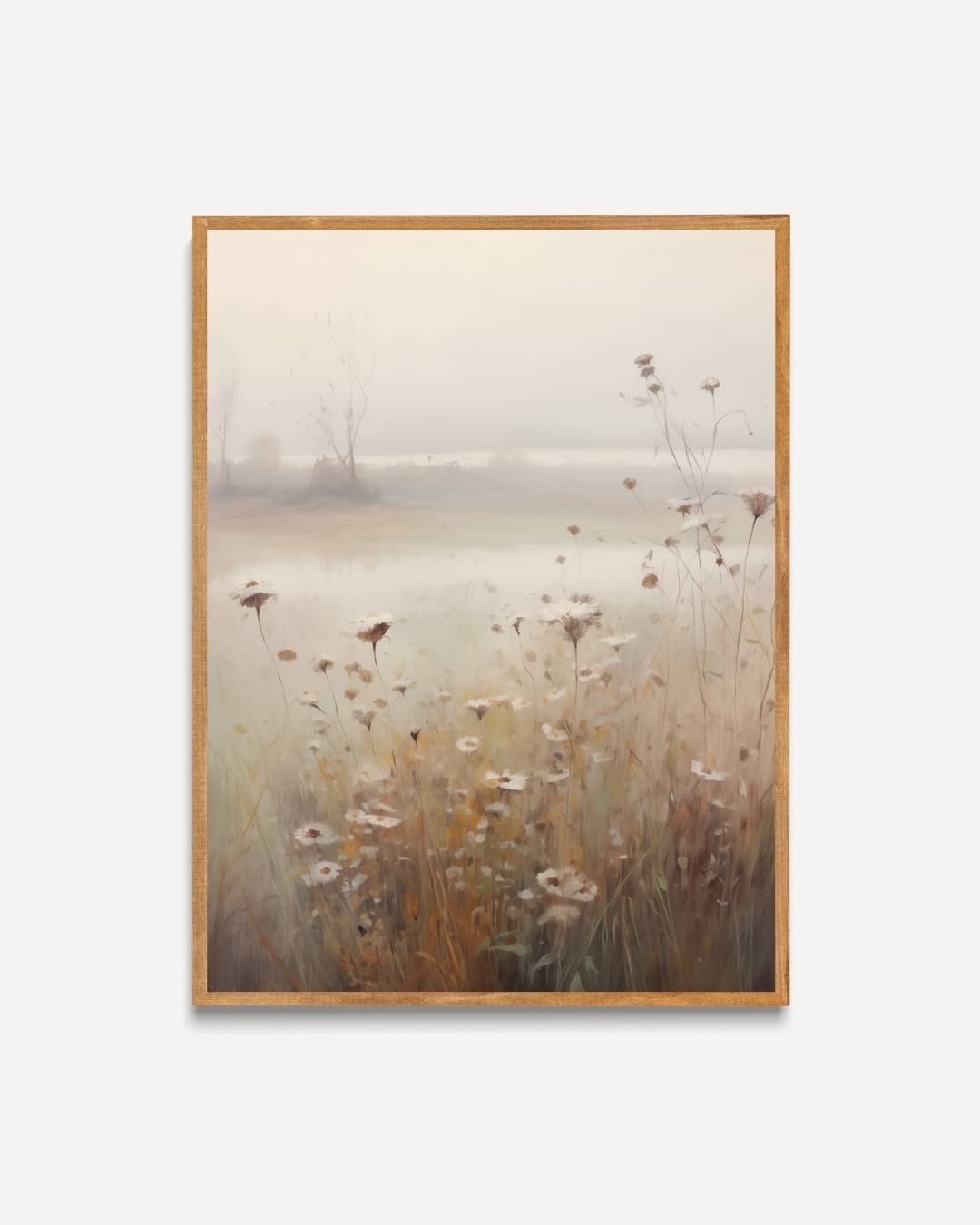 Mistige bloemenweide Poster – portret poster als wanddecoratie