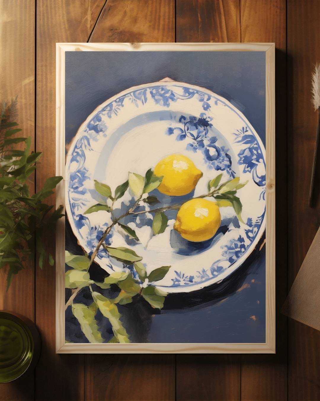 Citroenen op porselein Poster – staande poster voor modern interieur