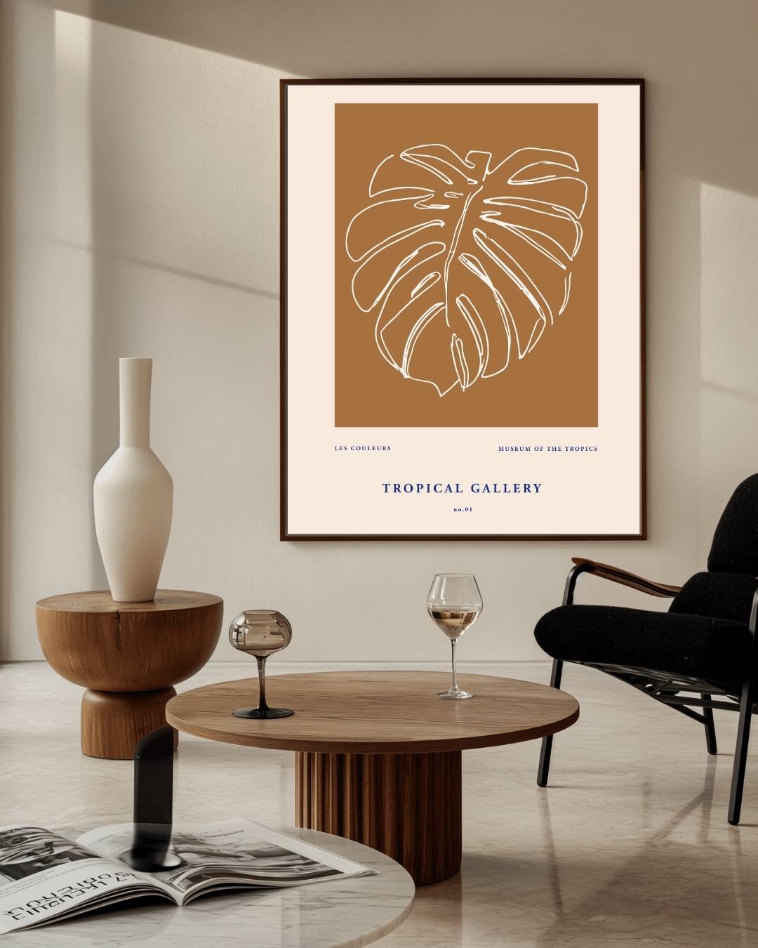 Minimalistisch monstera blad Poster – staande poster voor modern interieur