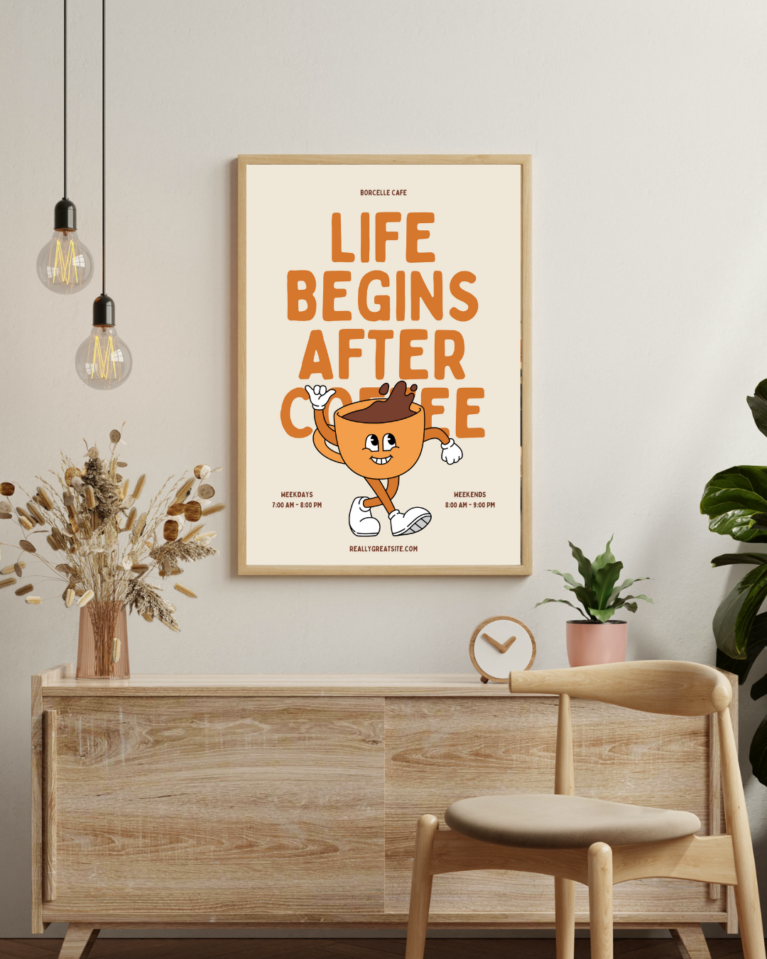 Life begins after coffee Poster – staande poster voor modern interieur