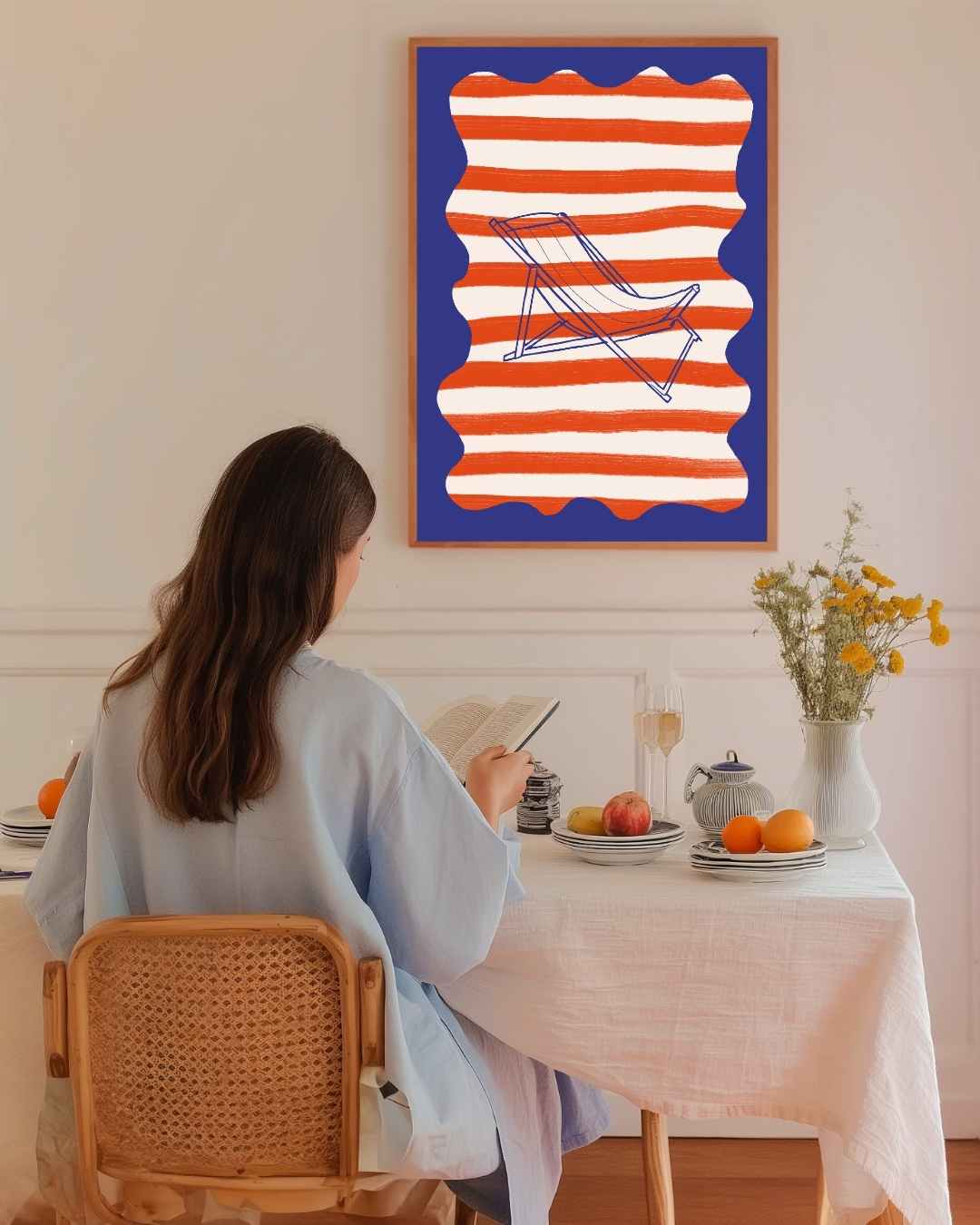 Strandstoel Strepen Poster – staande poster voor modern interieur