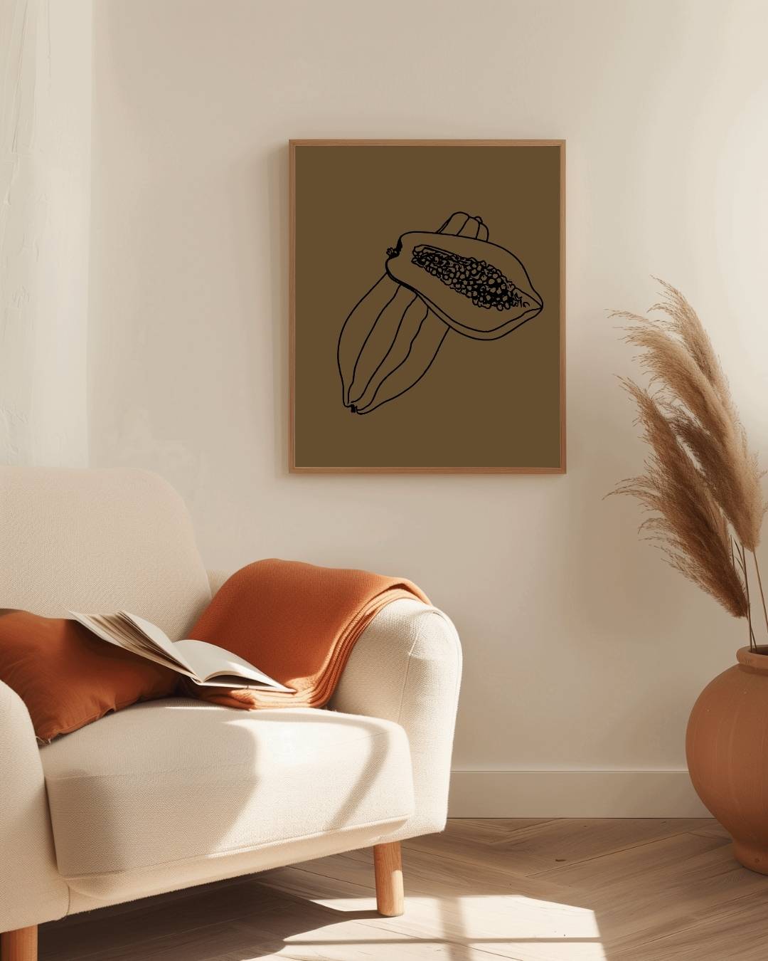 Papaya sketch Poster – staande poster voor modern interieur