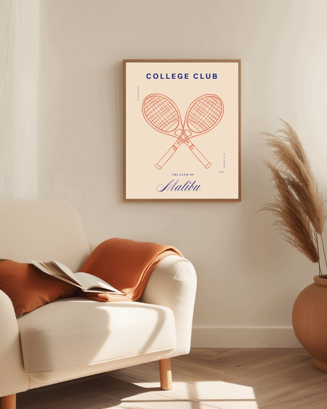 College Club gekruiste tennisrackets Poster – staande poster voor modern interieur