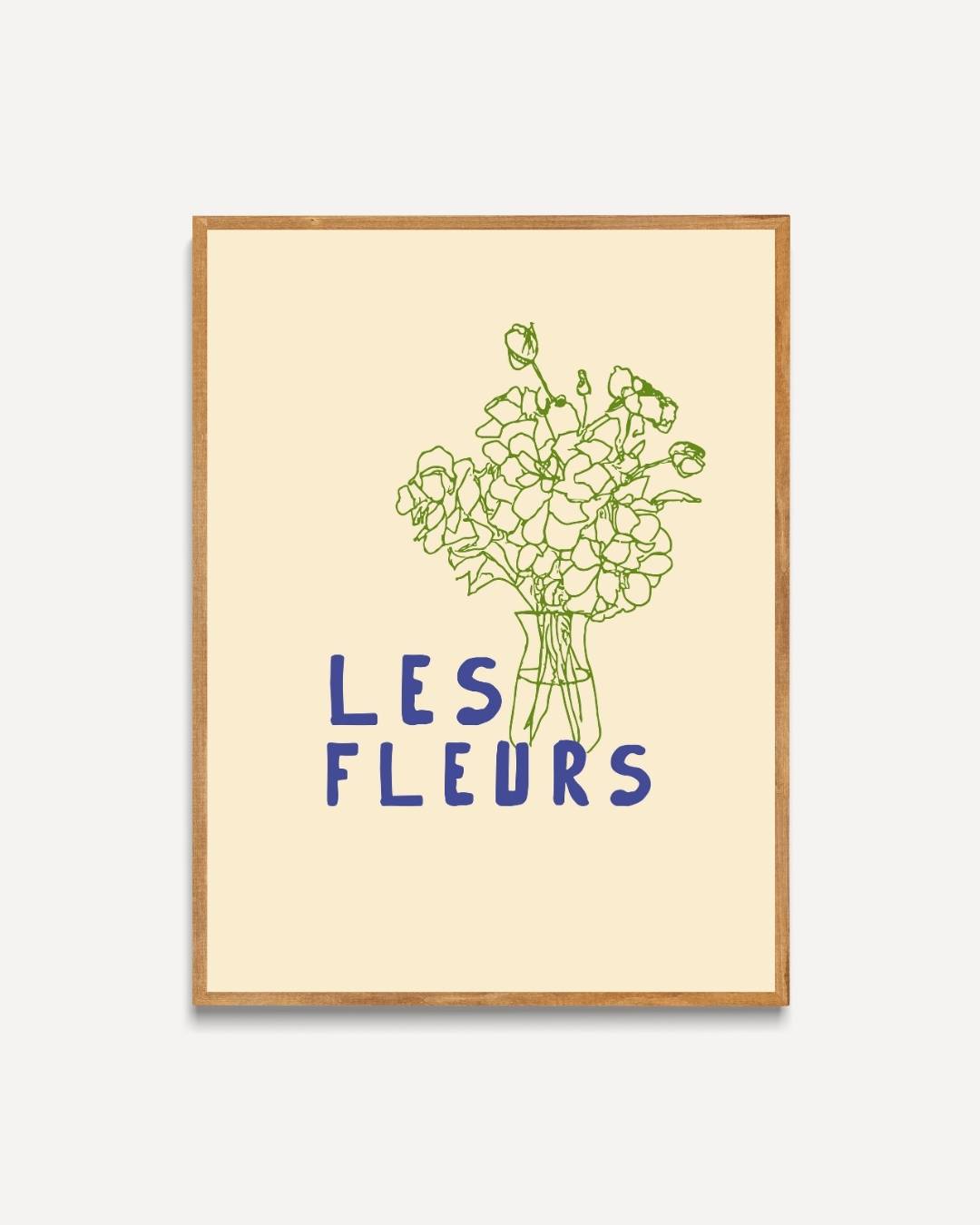 Les fleurs lijntekening Poster – portret poster als wanddecoratie