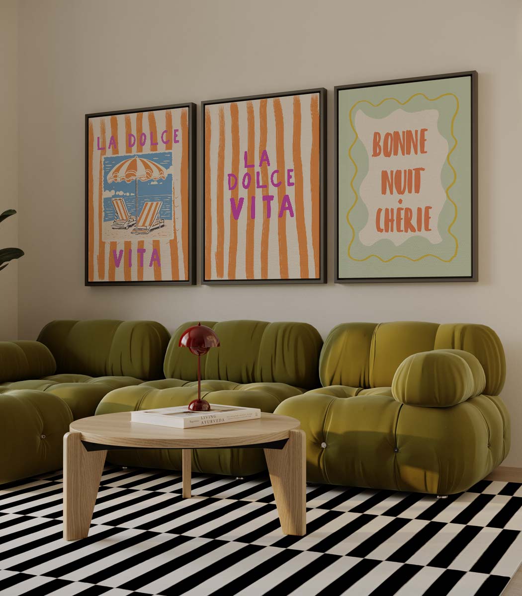 La Dolce Vita in retrostijl – drieluik als wanddecoratie