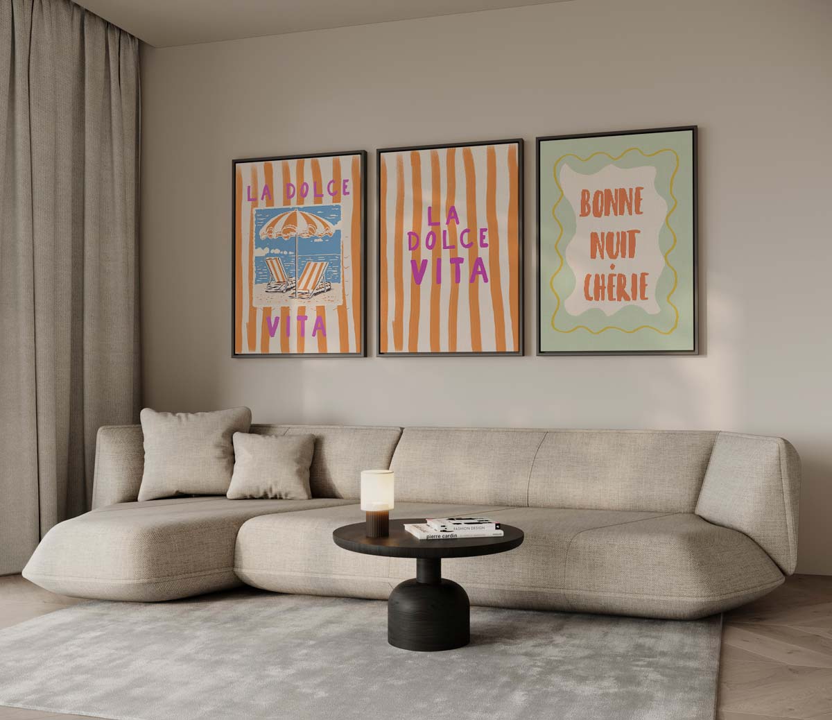 La Dolce Vita in retrostijl – drieluik voor modern interieur
