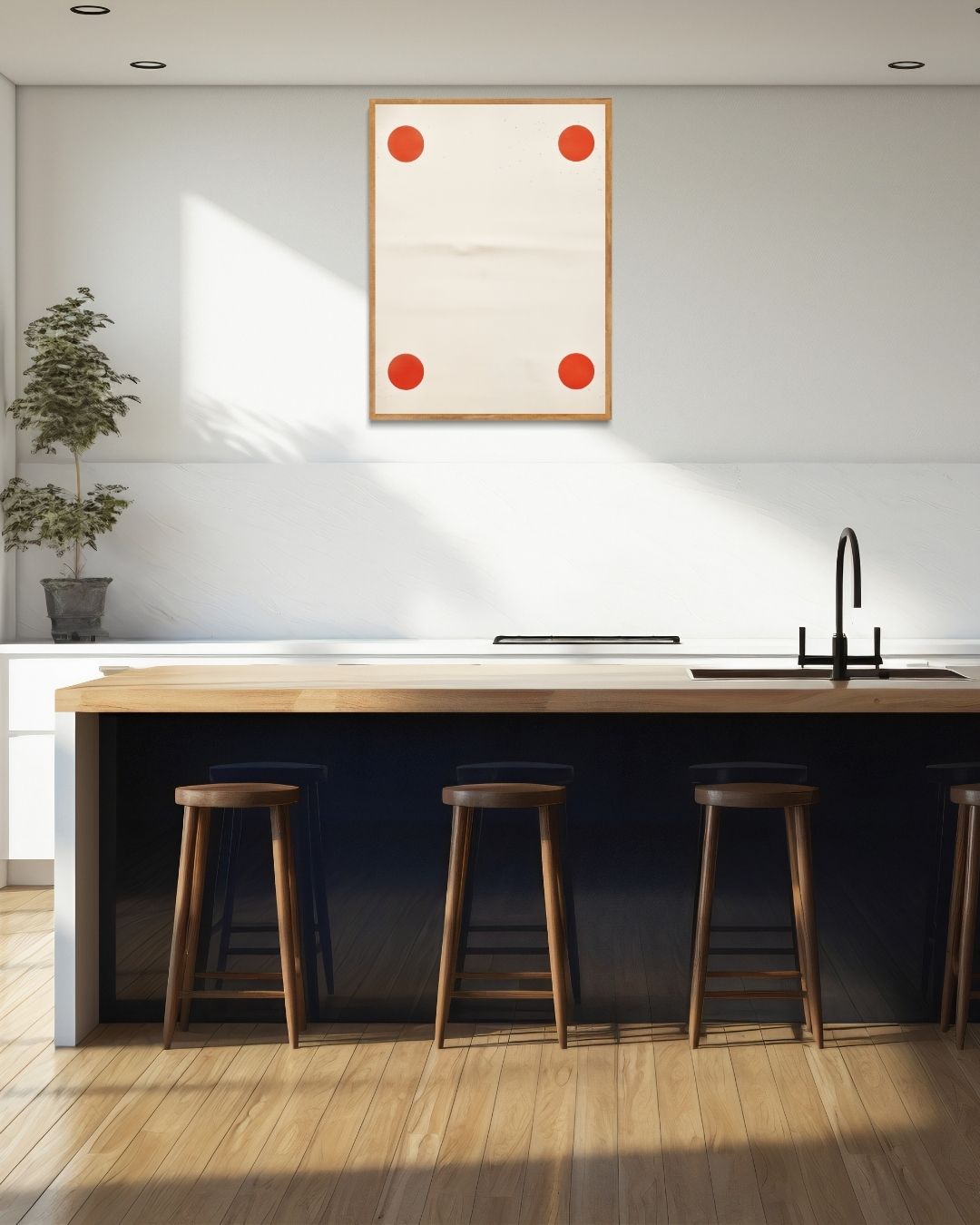 Minimalistische rode cirkels Poster – staande poster voor modern interieur