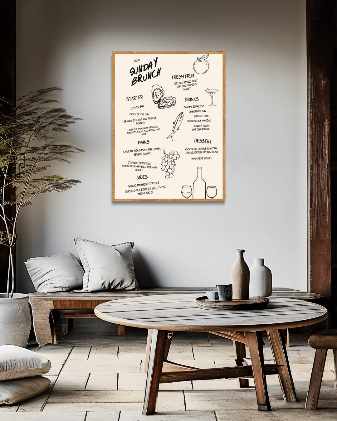 Sunday brunch menu Poster – staande poster voor modern interieur