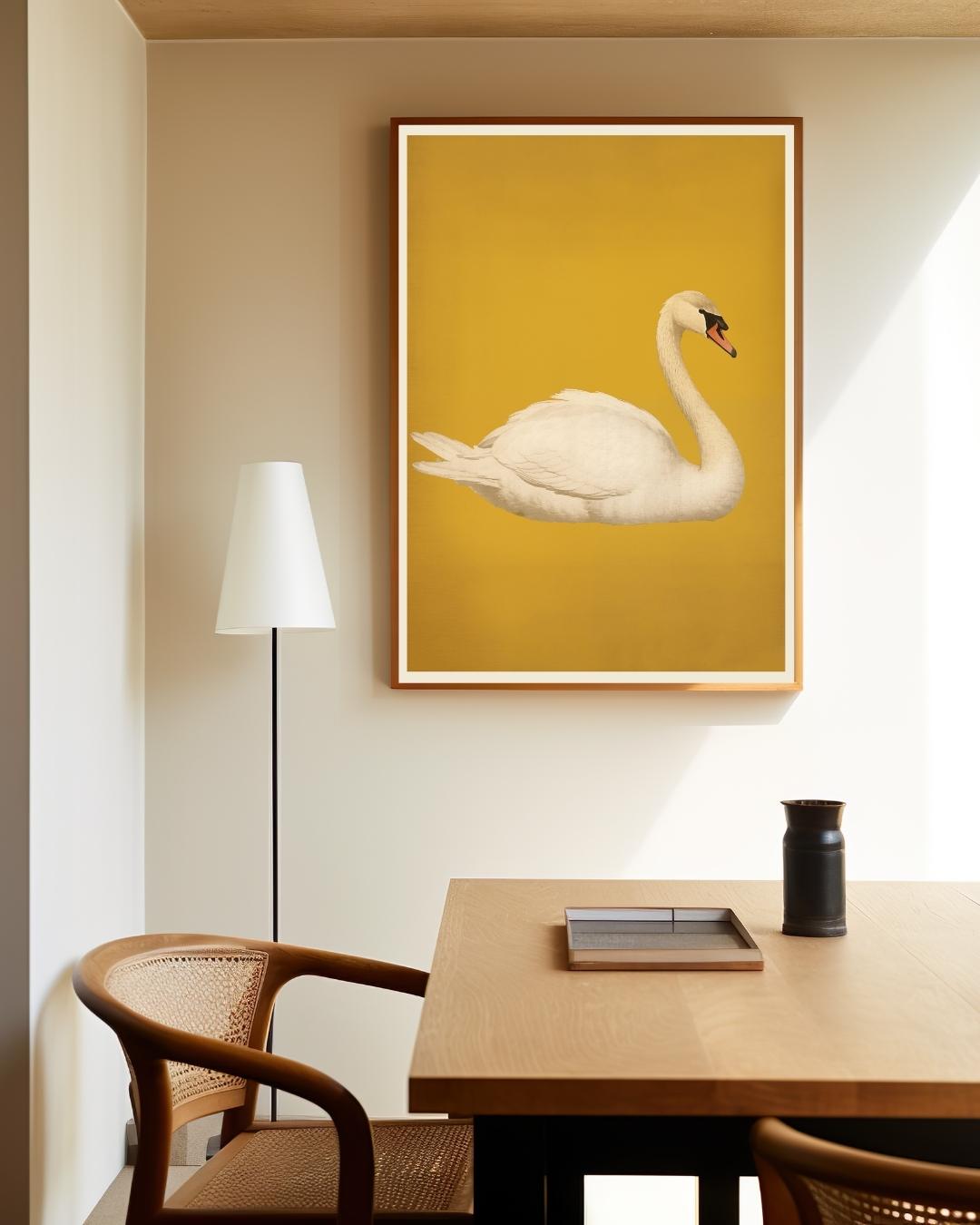 Elegante zwaan Poster – staande poster voor modern interieur