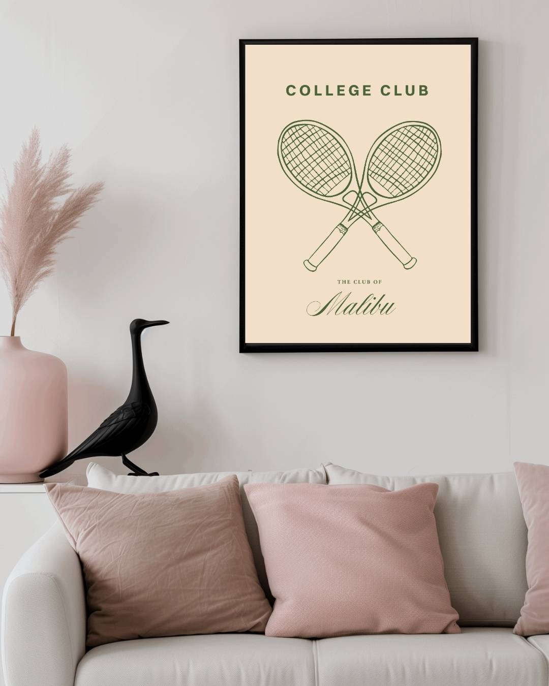 College Club gekruiste groene tennisrackets Poster – staande poster voor modern interieur