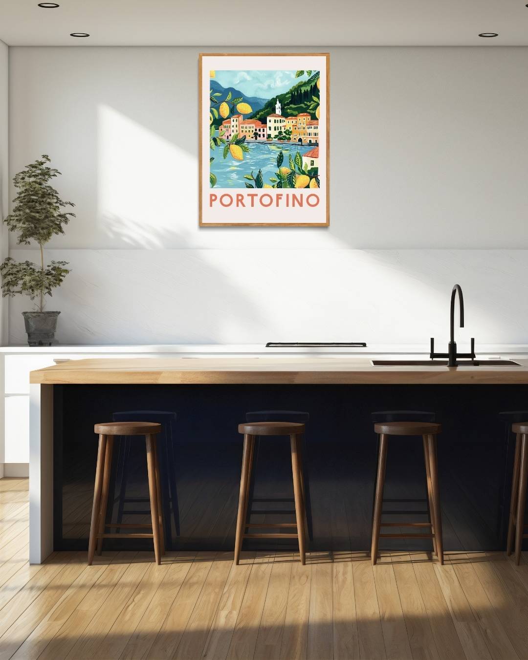 Portofino aan de kust Poster – staande poster voor modern interieur
