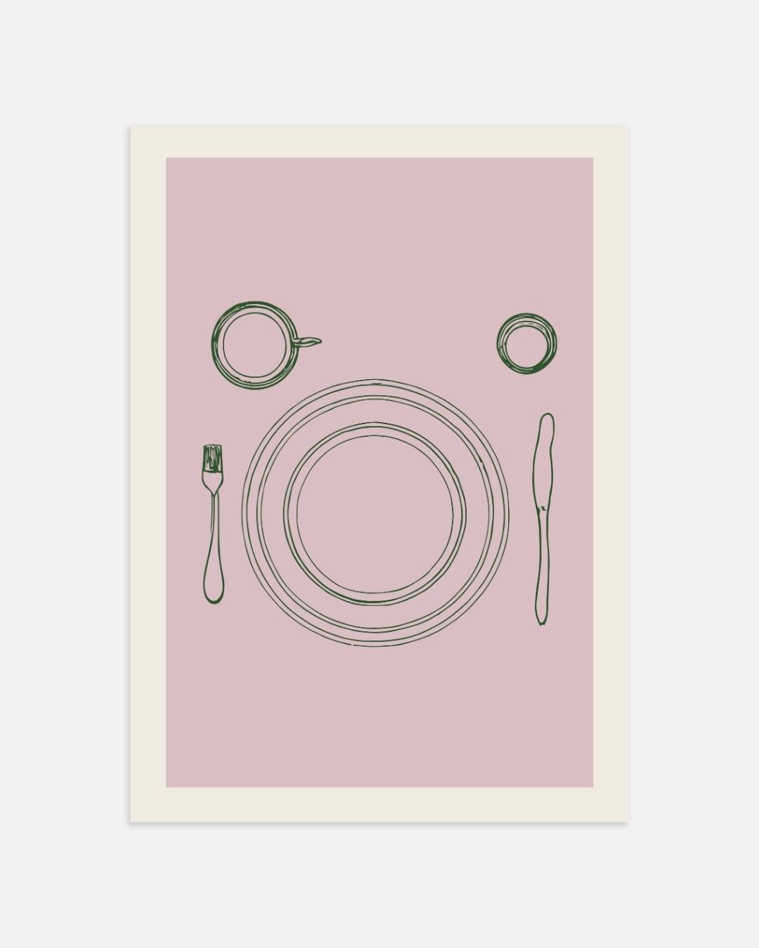 Minimalistische tafelsetting Poster – portret wanddecoratie van WallArtistic