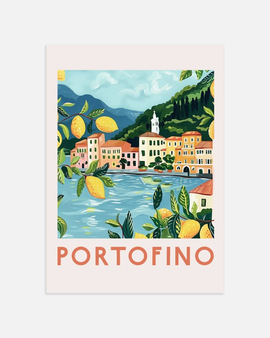 Portofino aan de kust Poster – portret wanddecoratie van WallArtistic