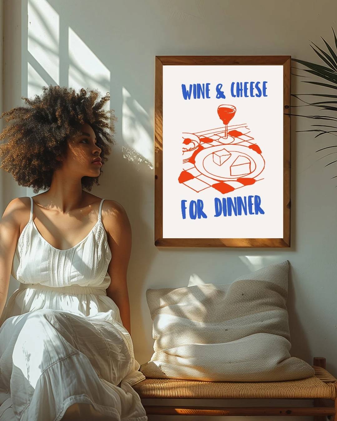 Wine & cheese for dinner Poster – staande poster voor modern interieur