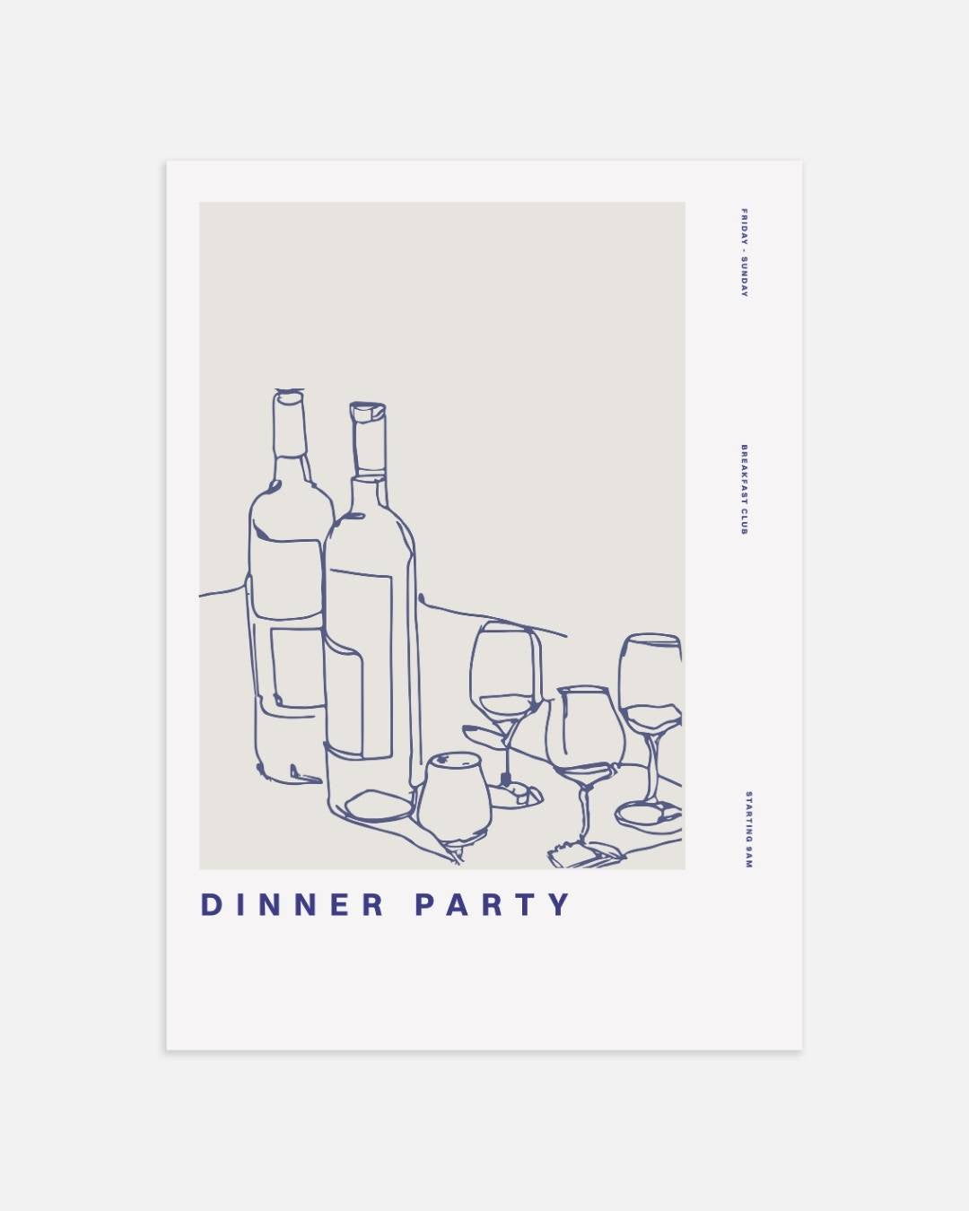 Dinner party wijnflessen Poster – portret wanddecoratie van WallArtistic