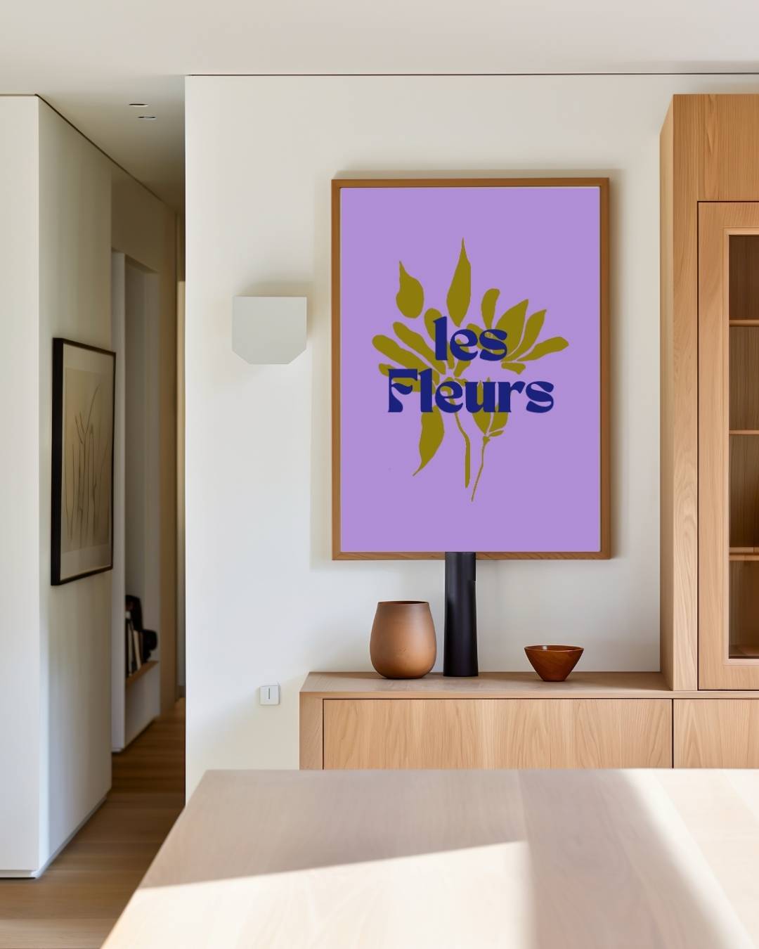 Les fleurs abstracte bloemensilhouet Poster – staande poster voor modern interieur