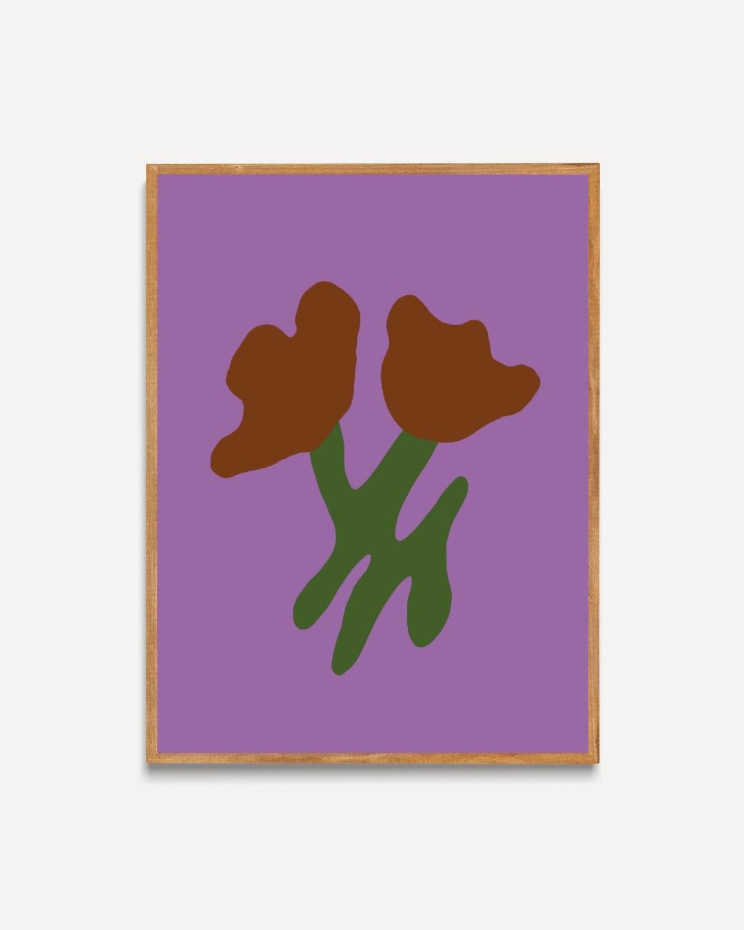 Abstracte bruine bloemen Poster – portret poster als wanddecoratie