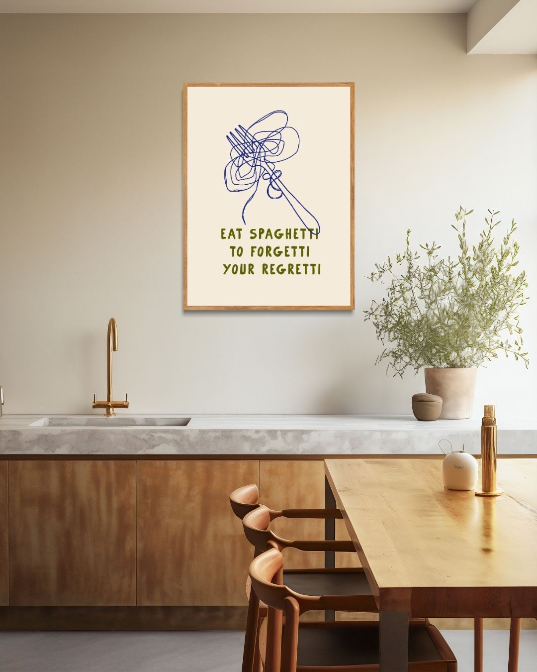 Spaghetti regret Poster – staande poster voor modern interieur