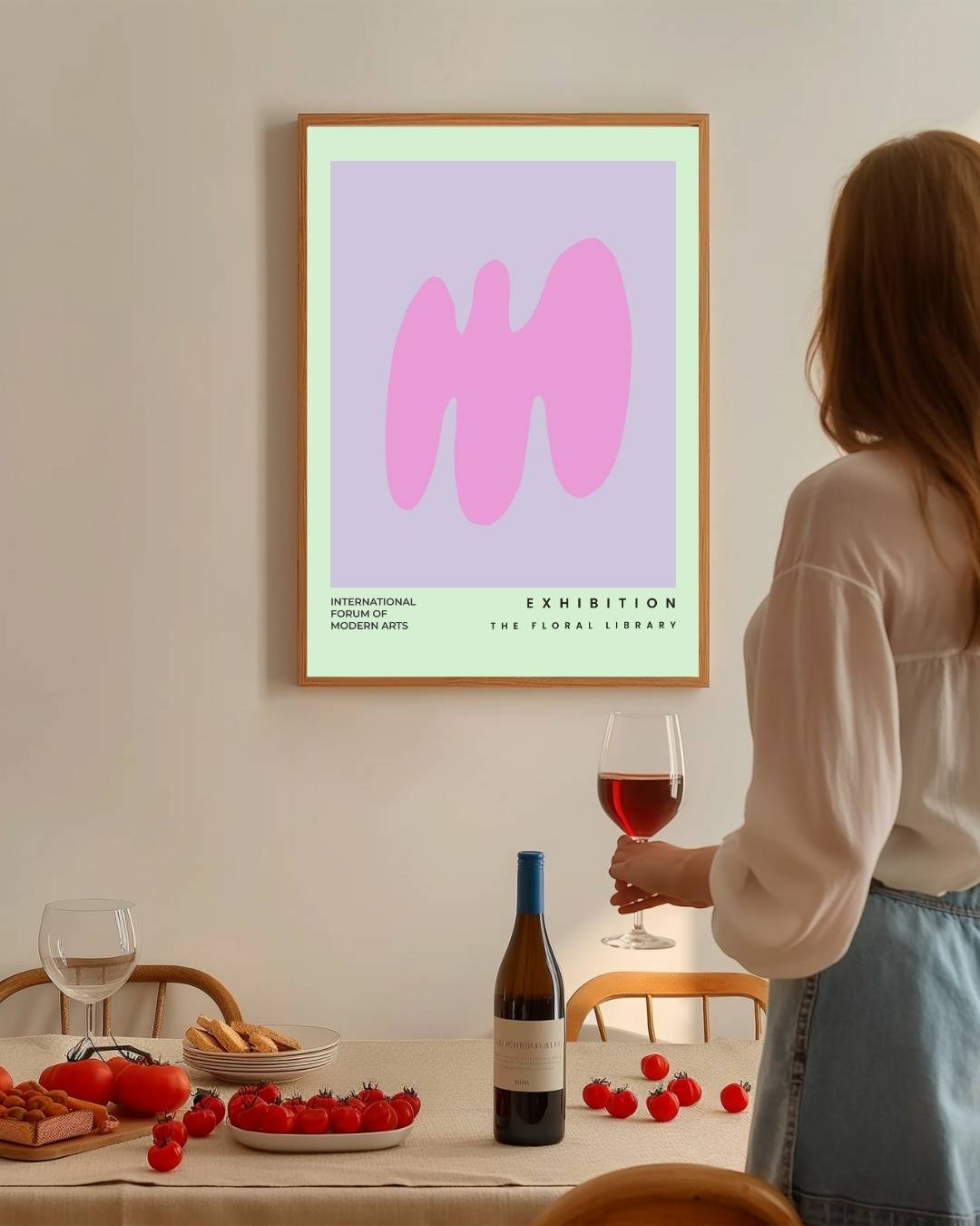 Abstracte roze vorm Poster – staande poster voor modern interieur
