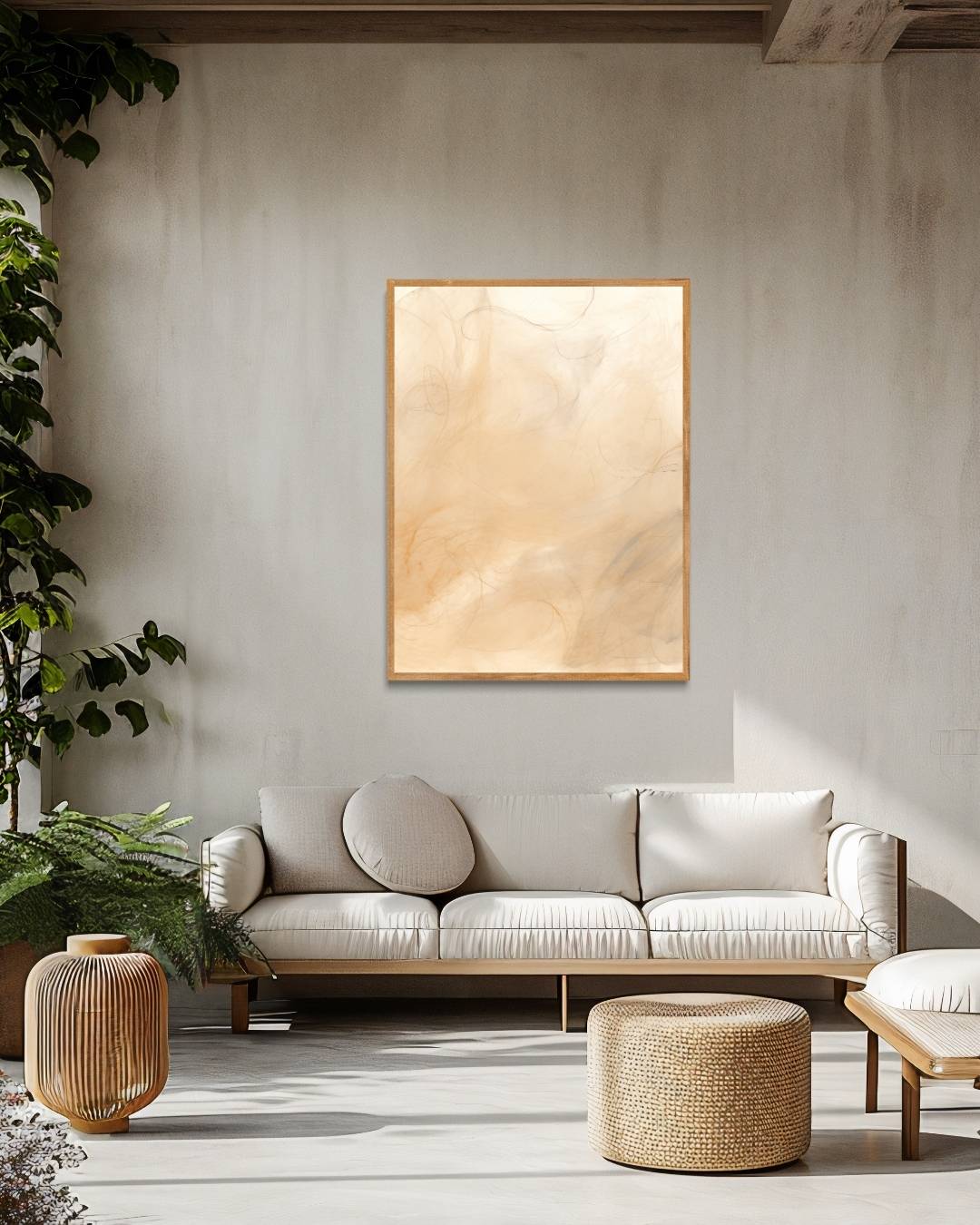 Zachte beige vegen Poster – staande poster voor modern interieur
