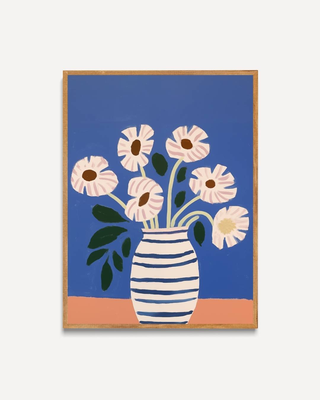 Bloemen in blauwe vaas Poster – portret poster als wanddecoratie