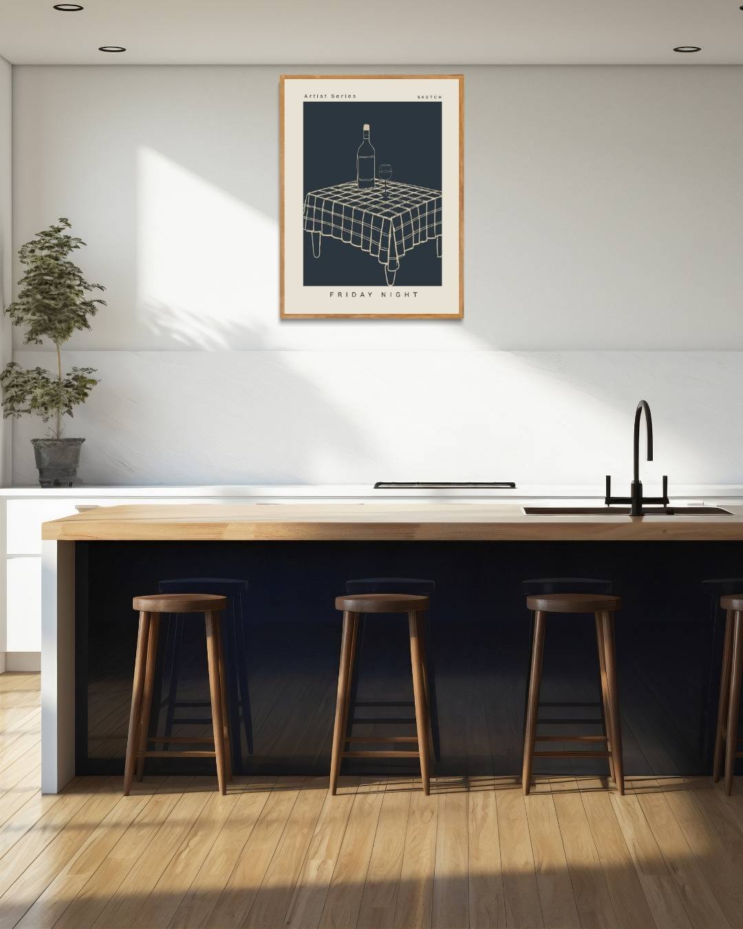 Friday night tafereel Poster Kunstwerk – staande poster voor modern interieur