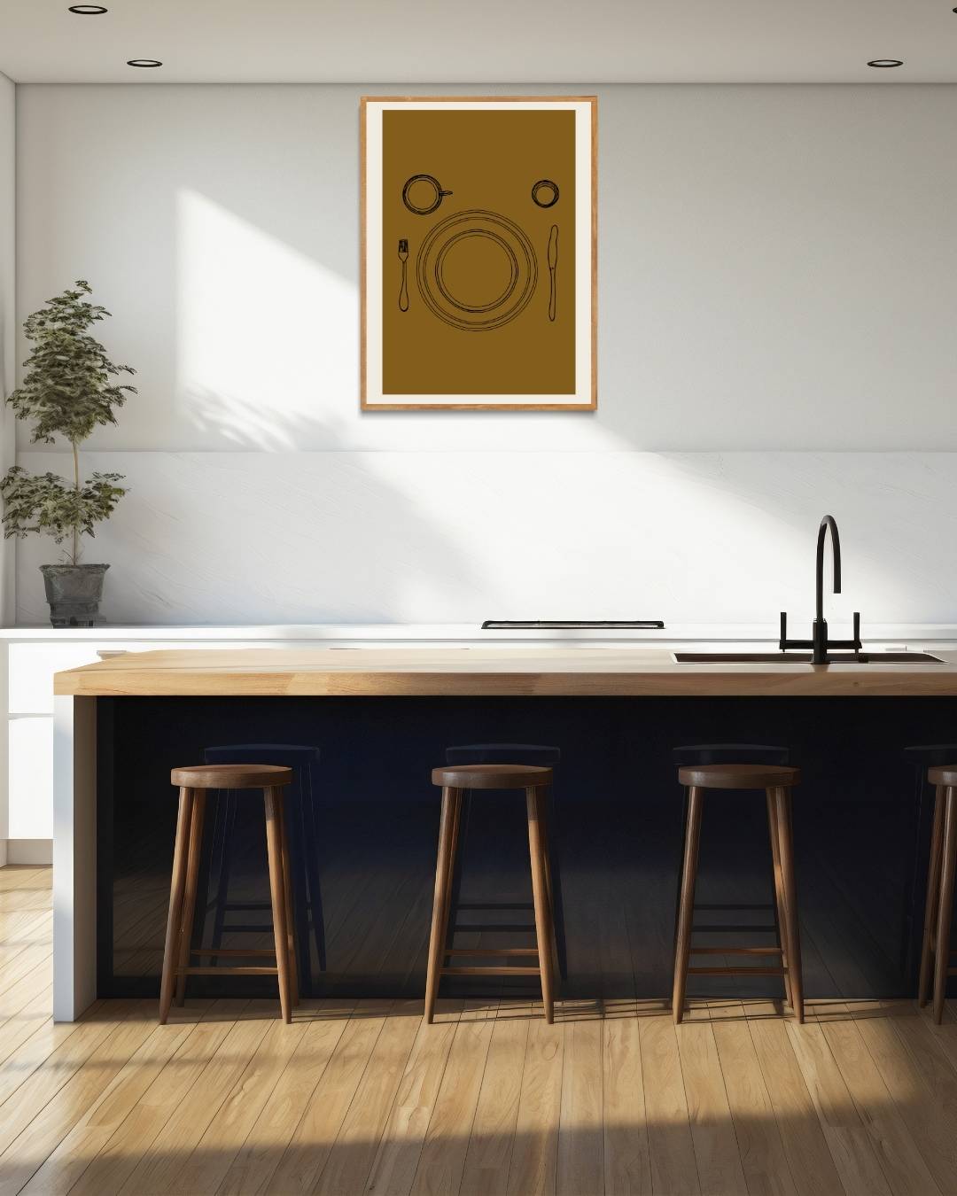 Retro tafelsetting schets Poster – staande poster voor modern interieur