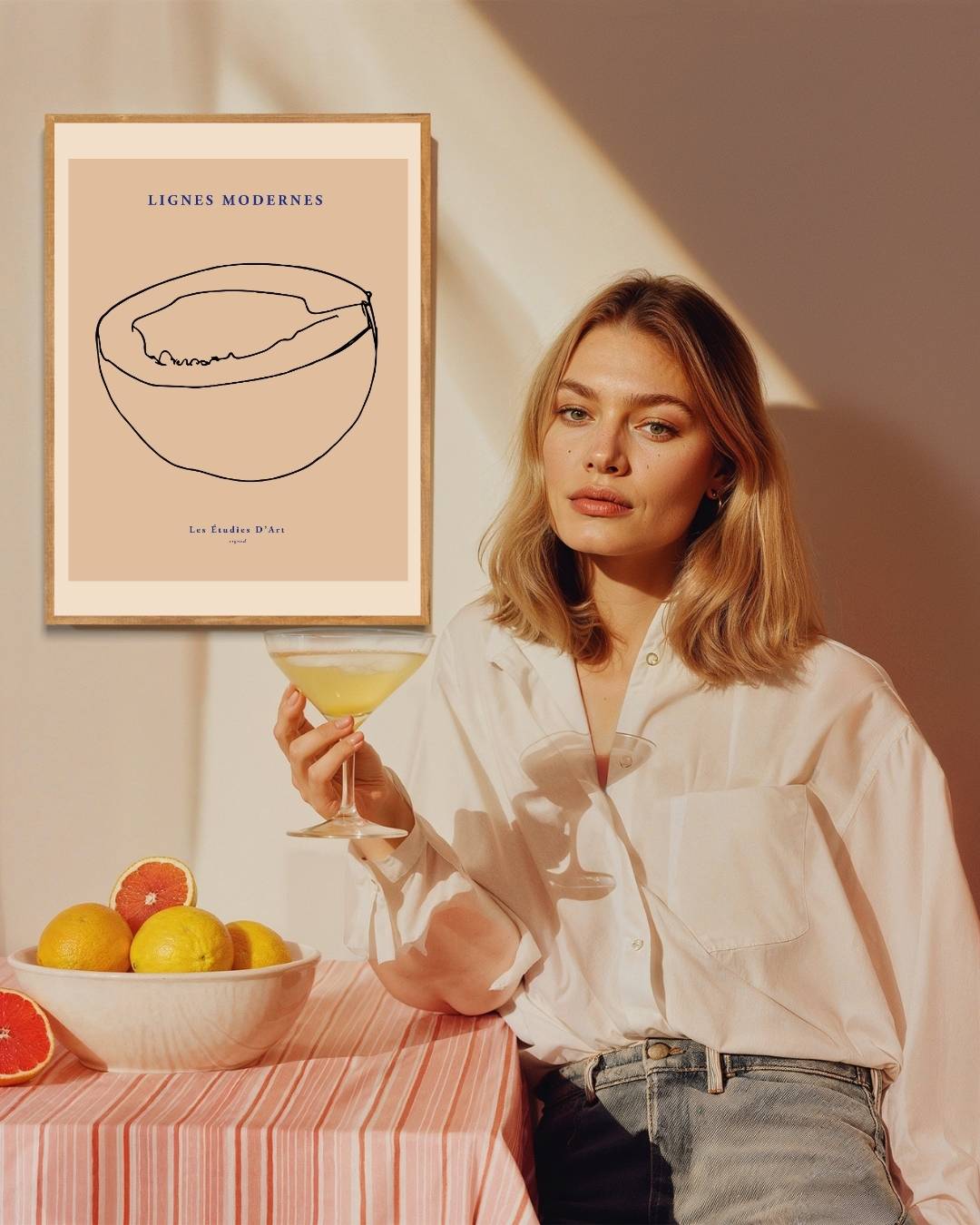 Citrus slice line art Poster – staande poster voor modern interieur