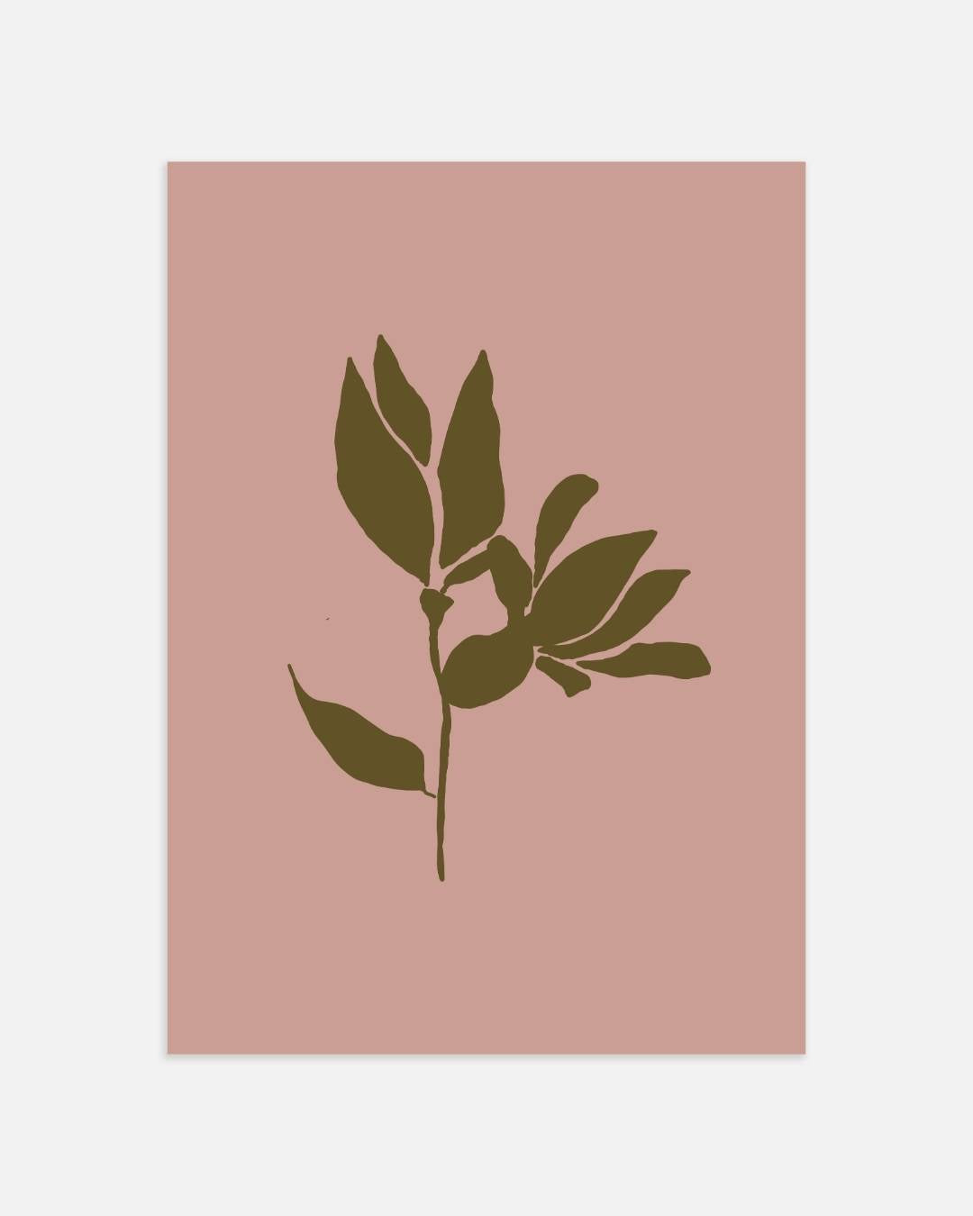 Minimalistische bloemensilhouet op roze achtergrond Poster – portret wanddecoratie van WallArtistic