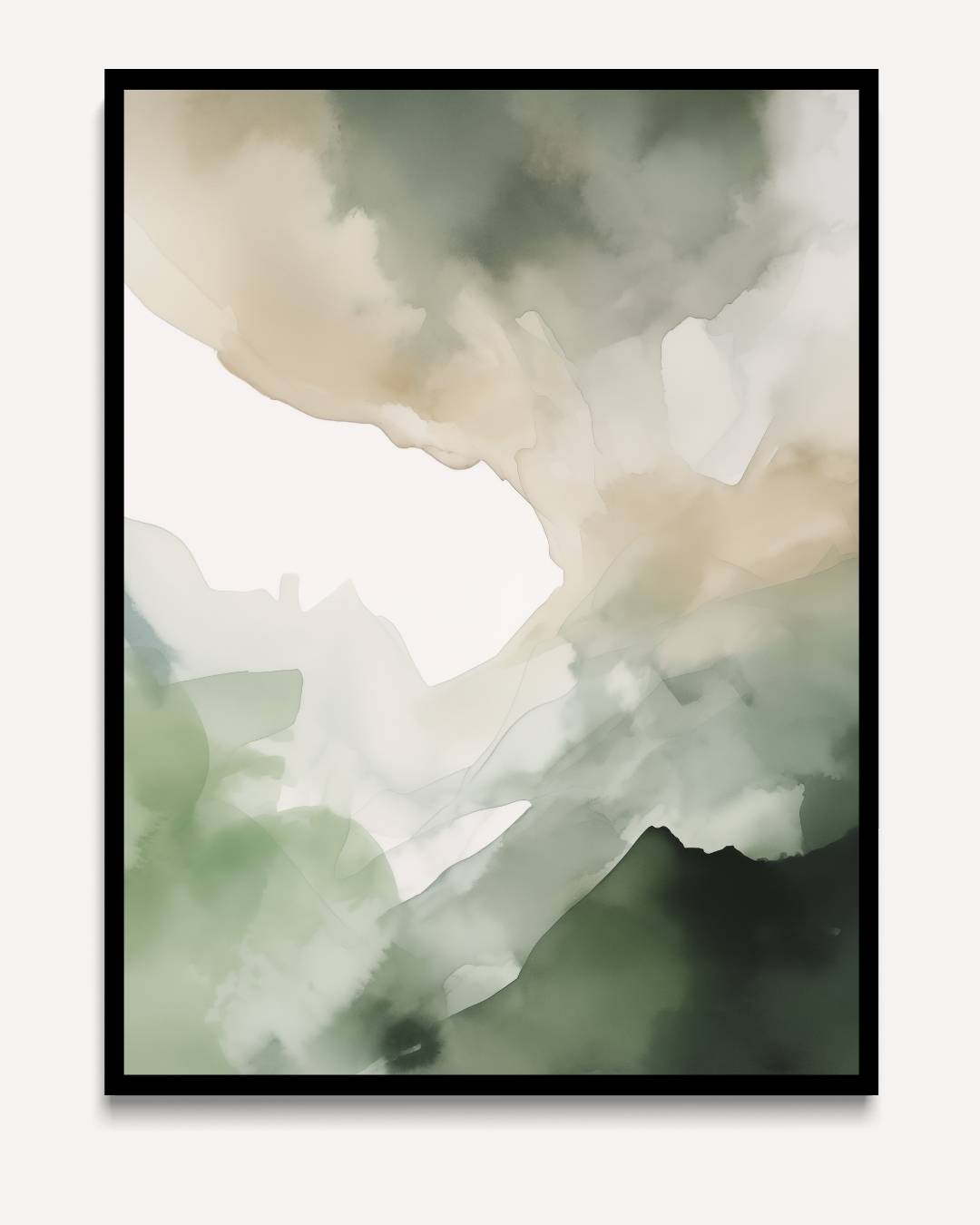 Groene aquarelstructuur – portret kunstwerk als wanddecoratie