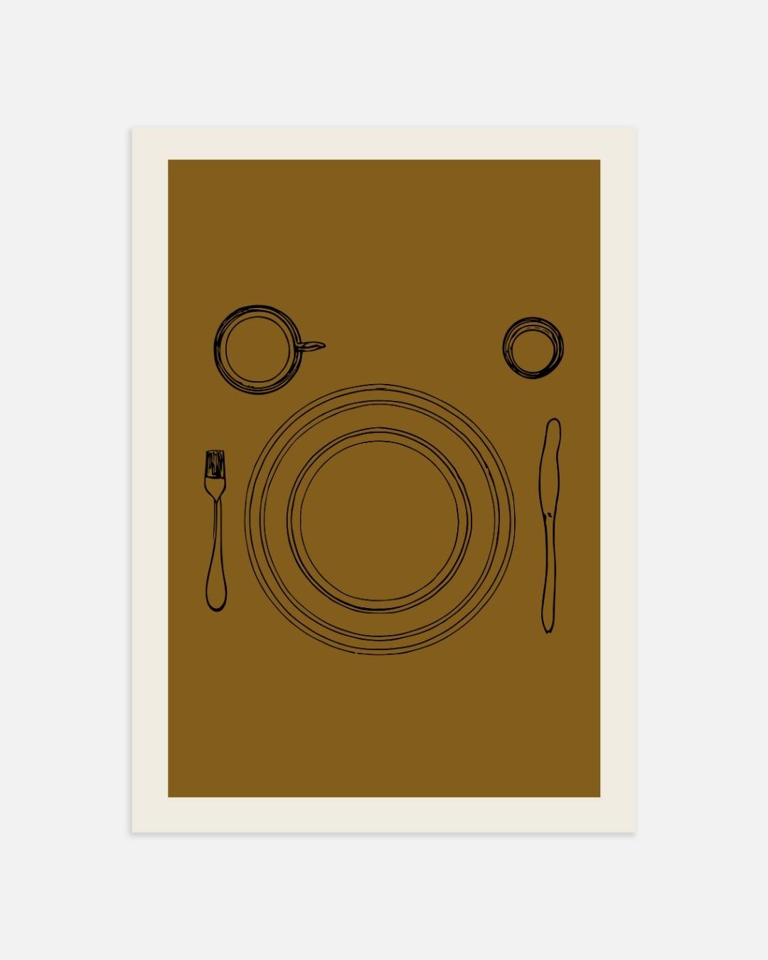 Retro tafelsetting schets Poster – portret wanddecoratie van WallArtistic