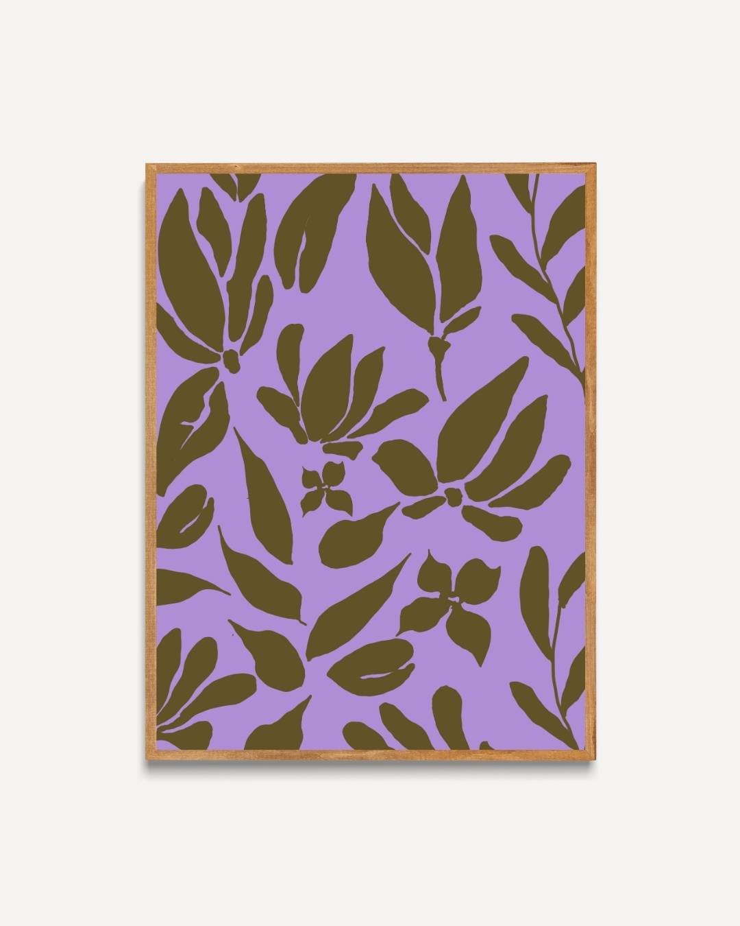 Herhalend bloemensilhouet op paarse achtergrond Poster – portret poster als wanddecoratie