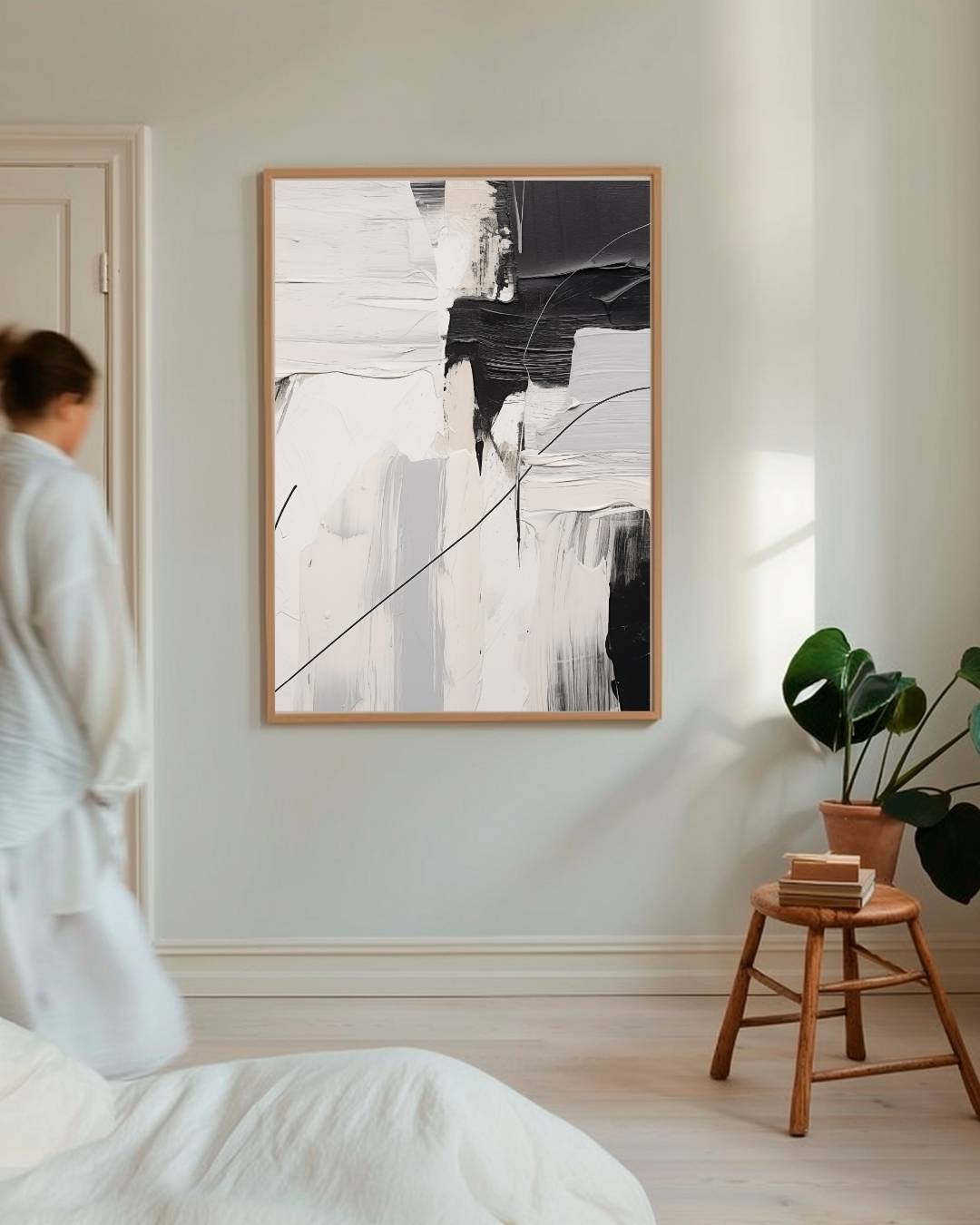 Zwart-wit abstractie Poster – staande poster voor modern interieur