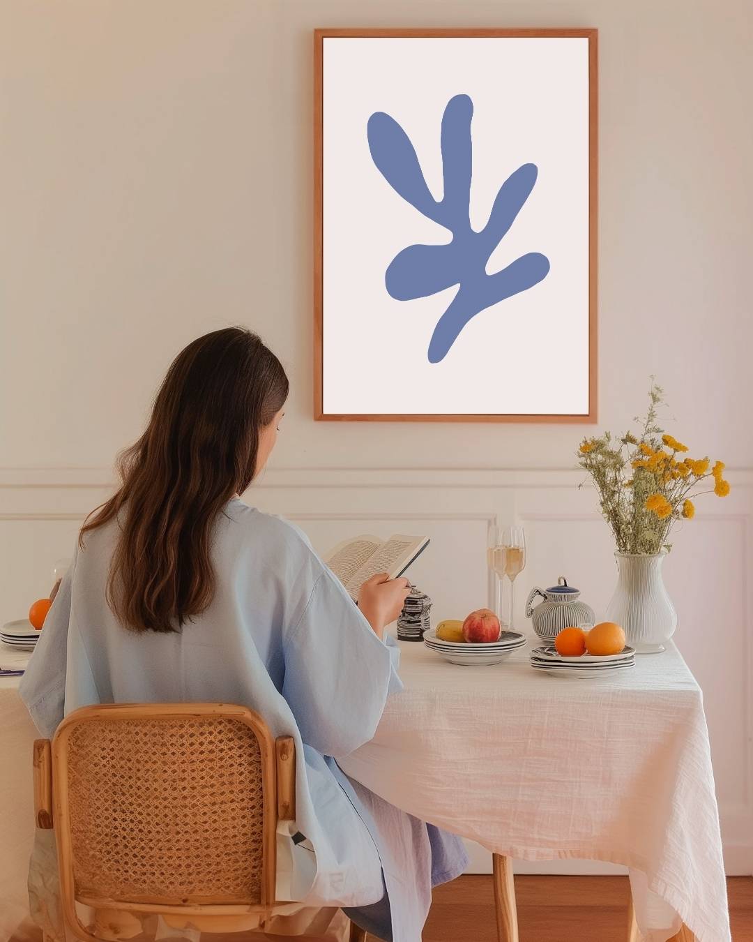 Abstracte blauwe Poster – staande poster voor modern interieur