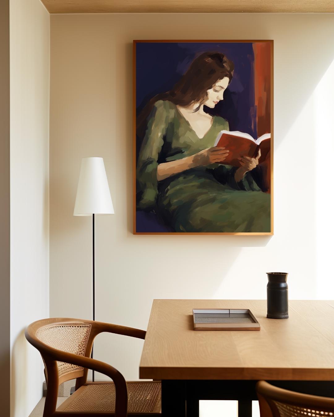 Lezende vrouw Poster – staande poster voor modern interieur