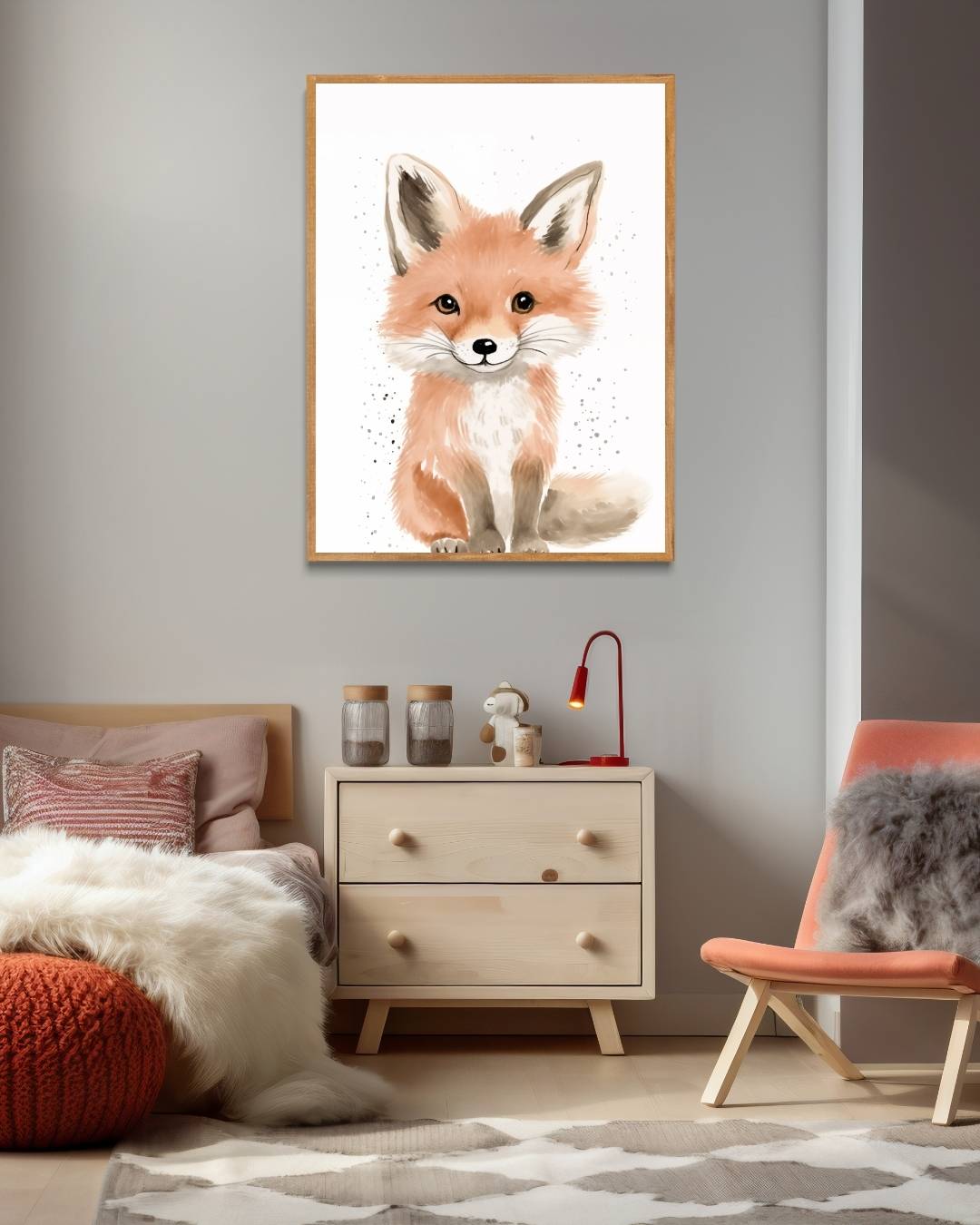 Schattige vos illustratie Poster – staande poster voor modern interieur