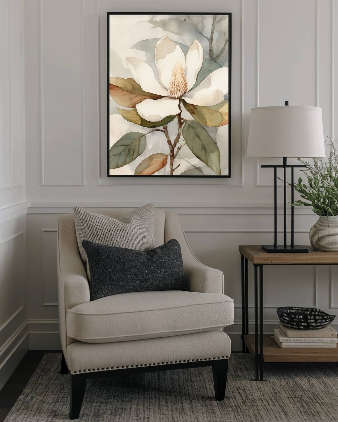 Magnolia bloemkunst Poster – staande poster voor modern interieur