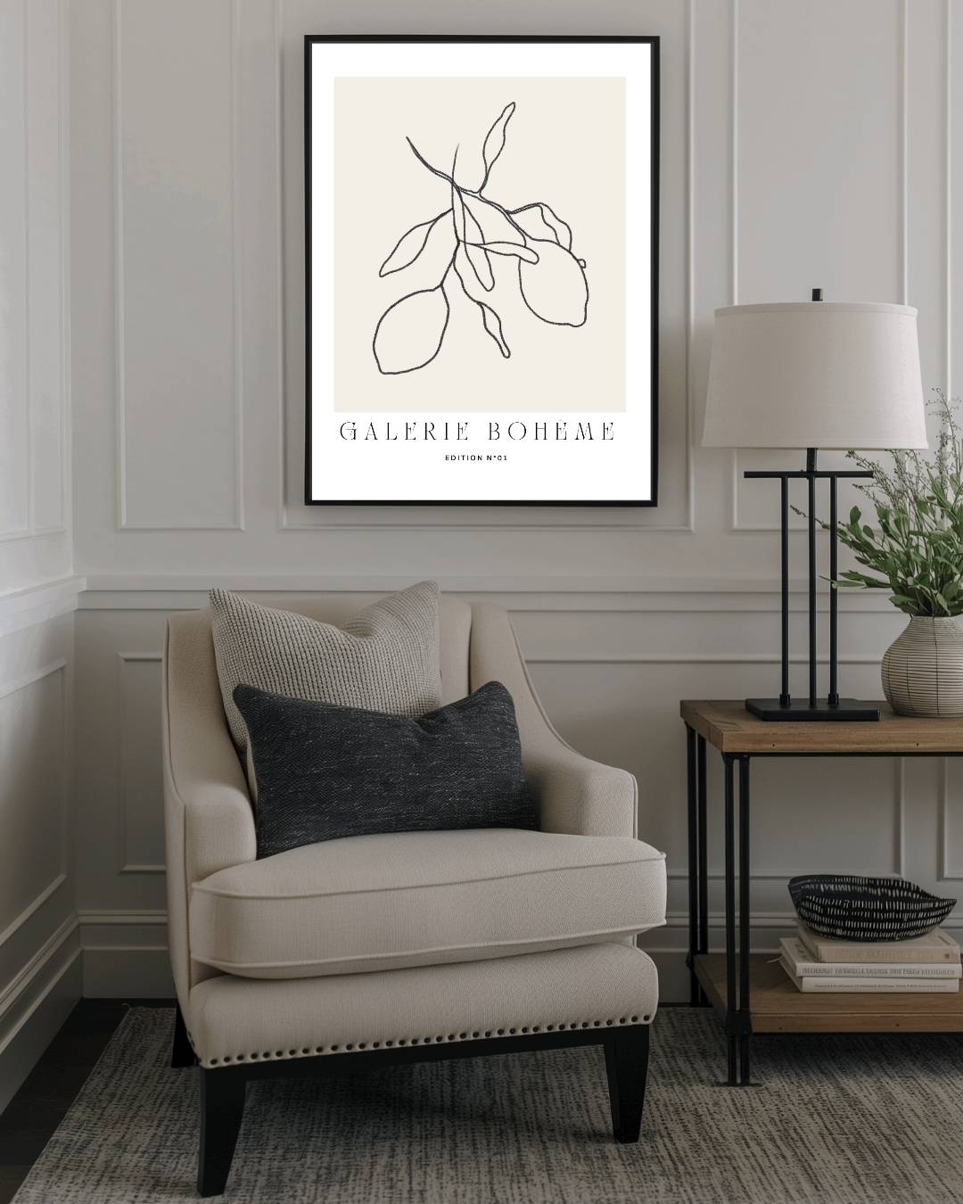 Minimalistische citroen Poster – staande poster voor modern interieur
