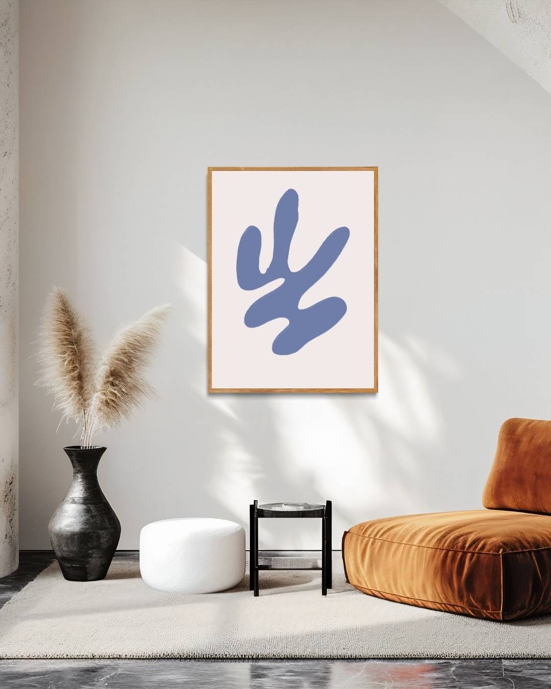 Blauwe organische vorm Poster – staande poster voor modern interieur