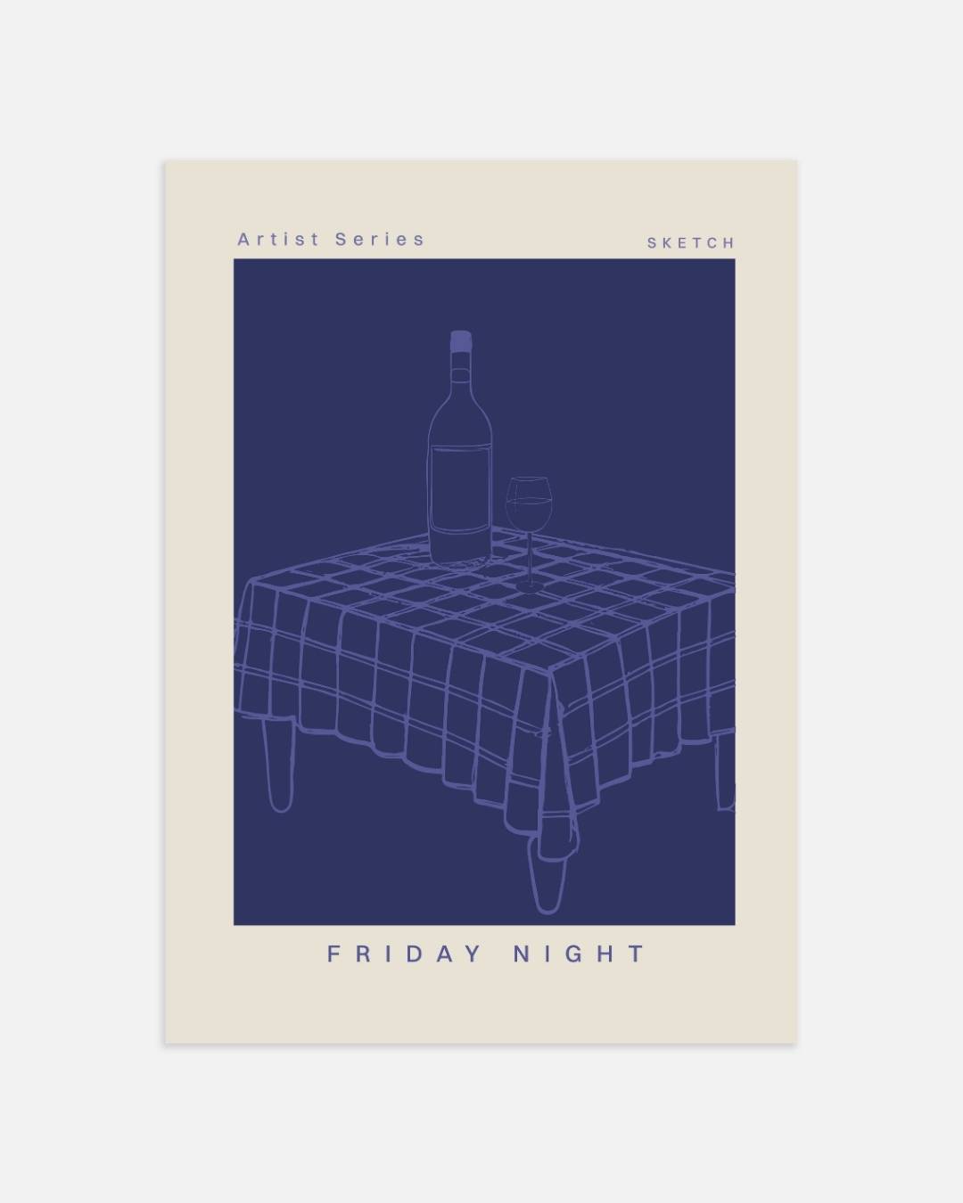 Friday night blauwe tinten Poster Kunstwerk – portret wanddecoratie van WallArtistic