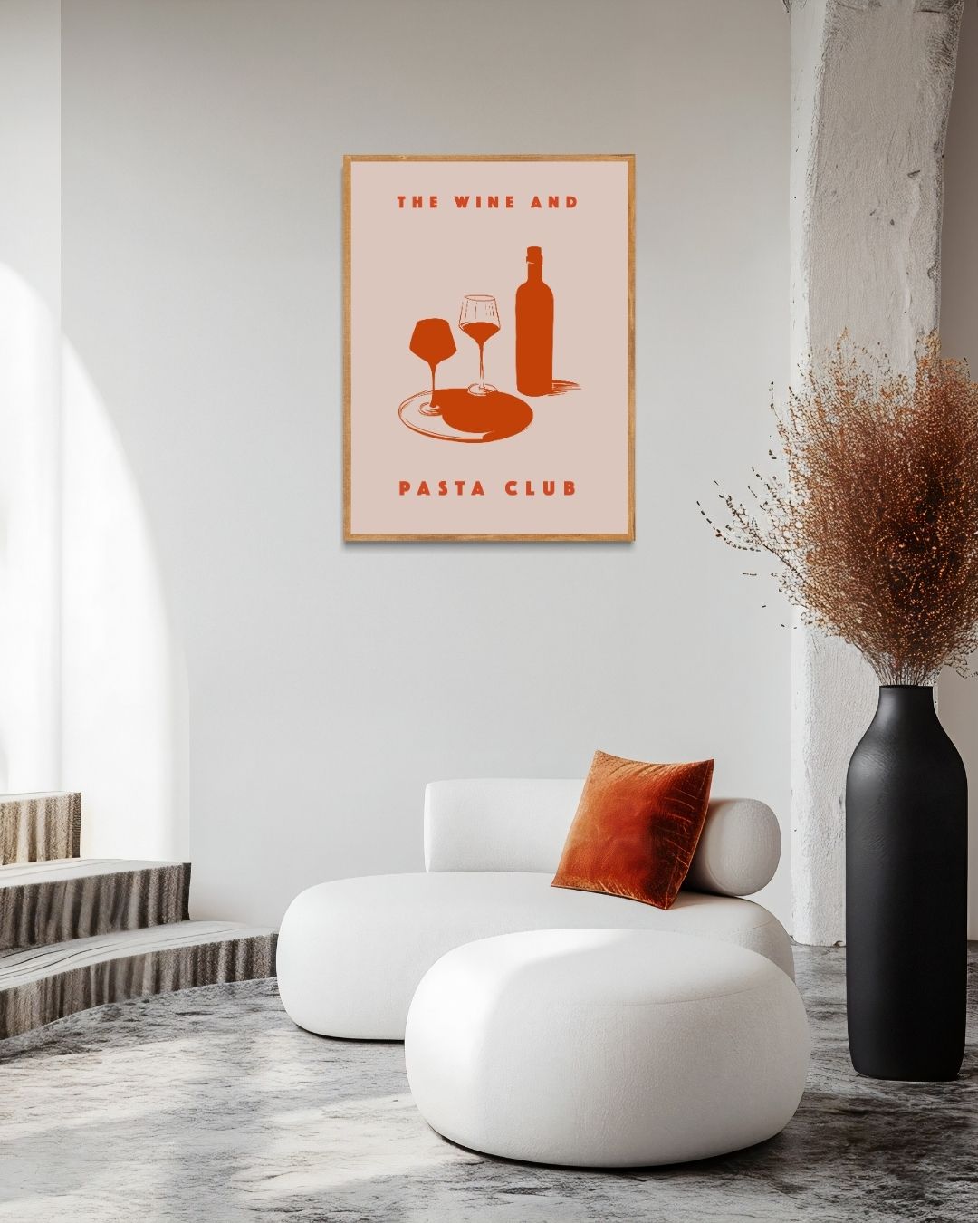 The wine and pasta club Poster – staande poster voor modern interieur