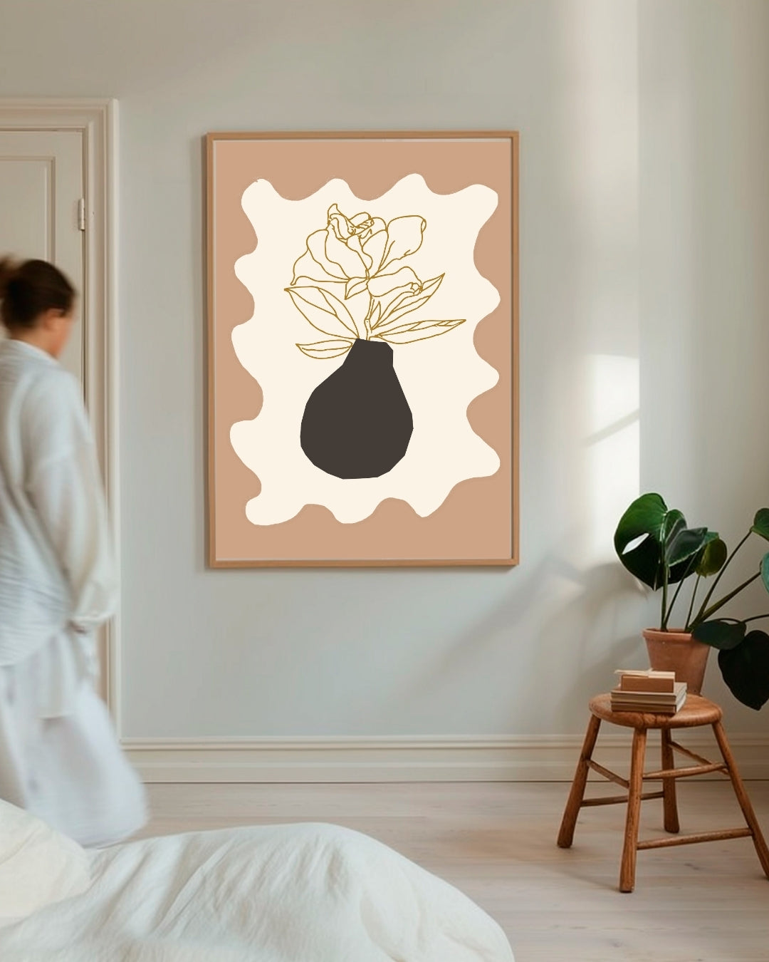 Vaas met Bloemen Illustratie Poster – staande poster voor modern interieur