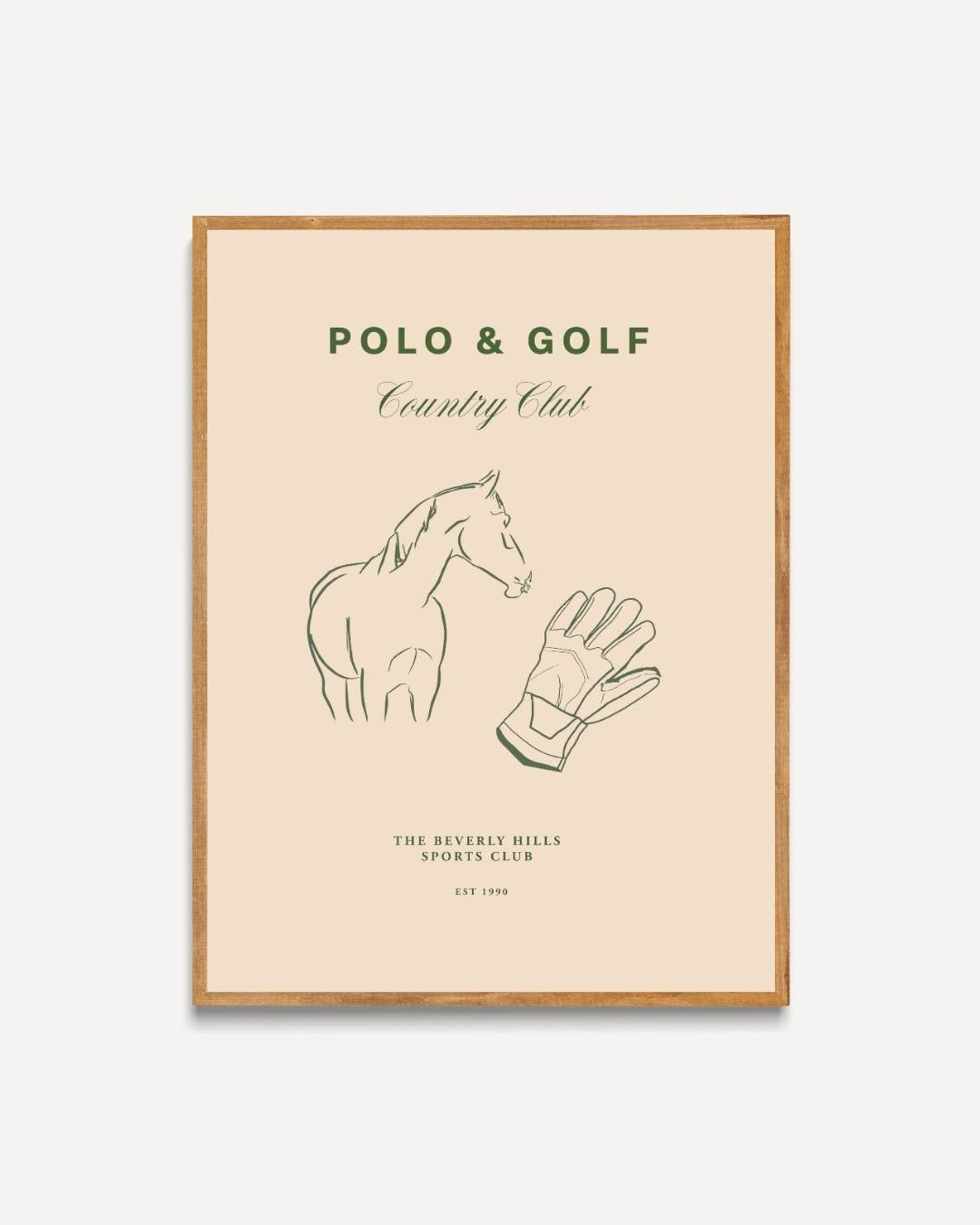 Polo & Golf paard en handschoen Poster – portret poster als wanddecoratie