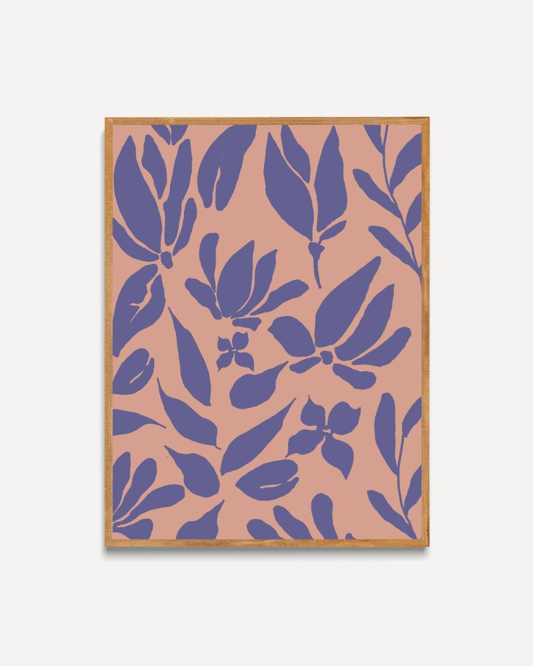 Herhalend bloemensilhouet op roze achtergrond Poster – portret poster als wanddecoratie