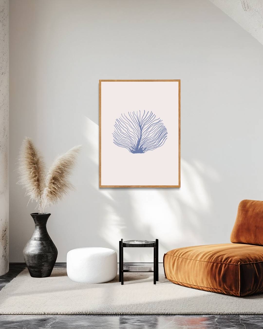 Blauwe koraal structuur Poster – staande poster voor modern interieur