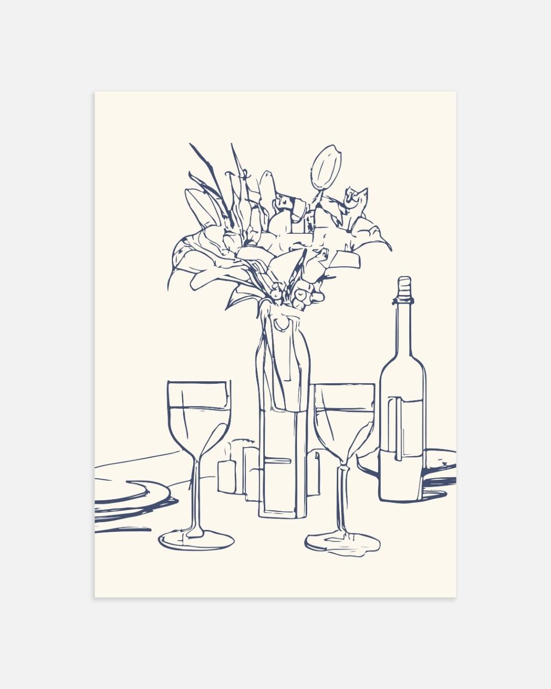 Minimalistische eettafel Poster – portret wanddecoratie van WallArtistic